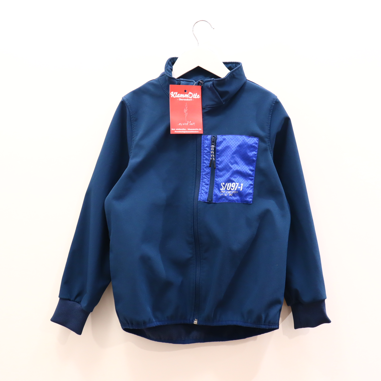 Jacke H&M 134 blau Print Softshelljacke Kapuze fehlt