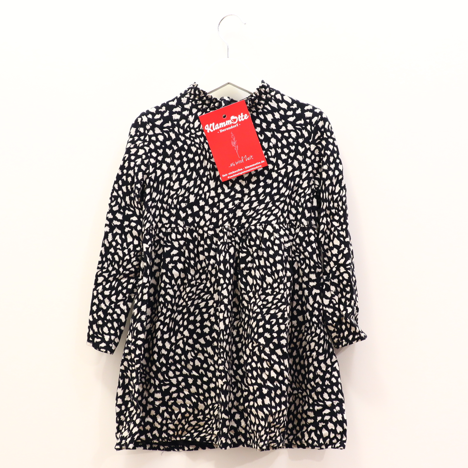 Kleider & Röcke IKKS Kleid 104 creme/schwarz Alloverprint Viskose Reißverschluß