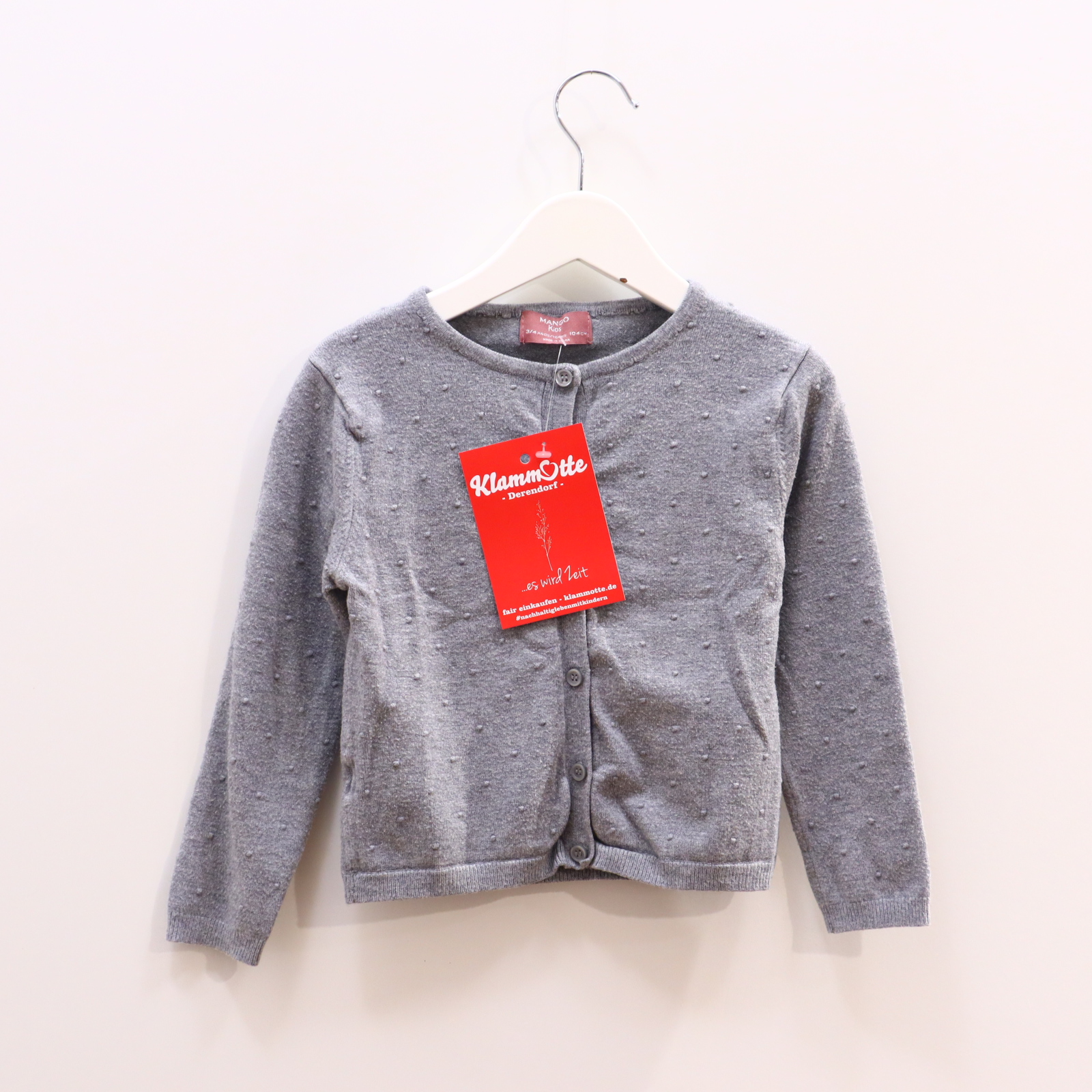 Oberteil MANGO 104 grau gepunktet/melange Strickjacke Polyester