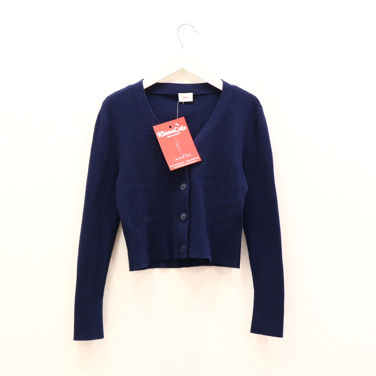 Oberteil S.Oliver 140 blau Rippstrick Strickjacke Polyamid/Viskose