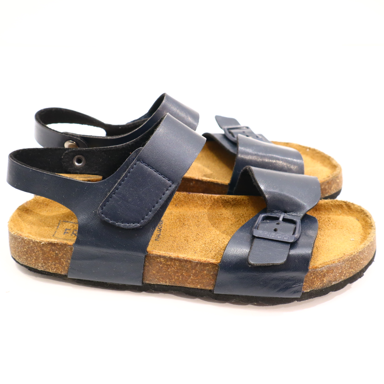 Sandalen FRIBOO 34 blau Leder leichte gleichmäßige Ablaufspuren