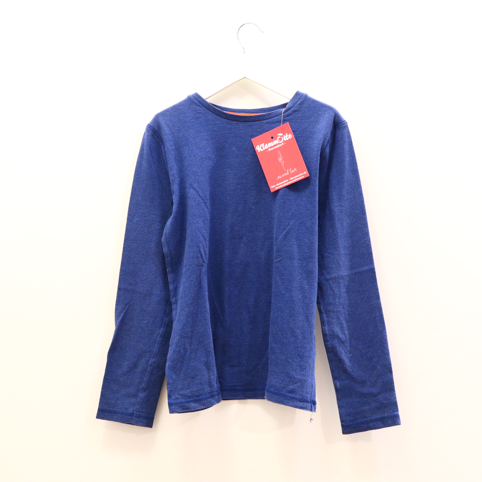 Oberteil mini Boden Gr. 152 langarm Shirt blau Baumwolle melange