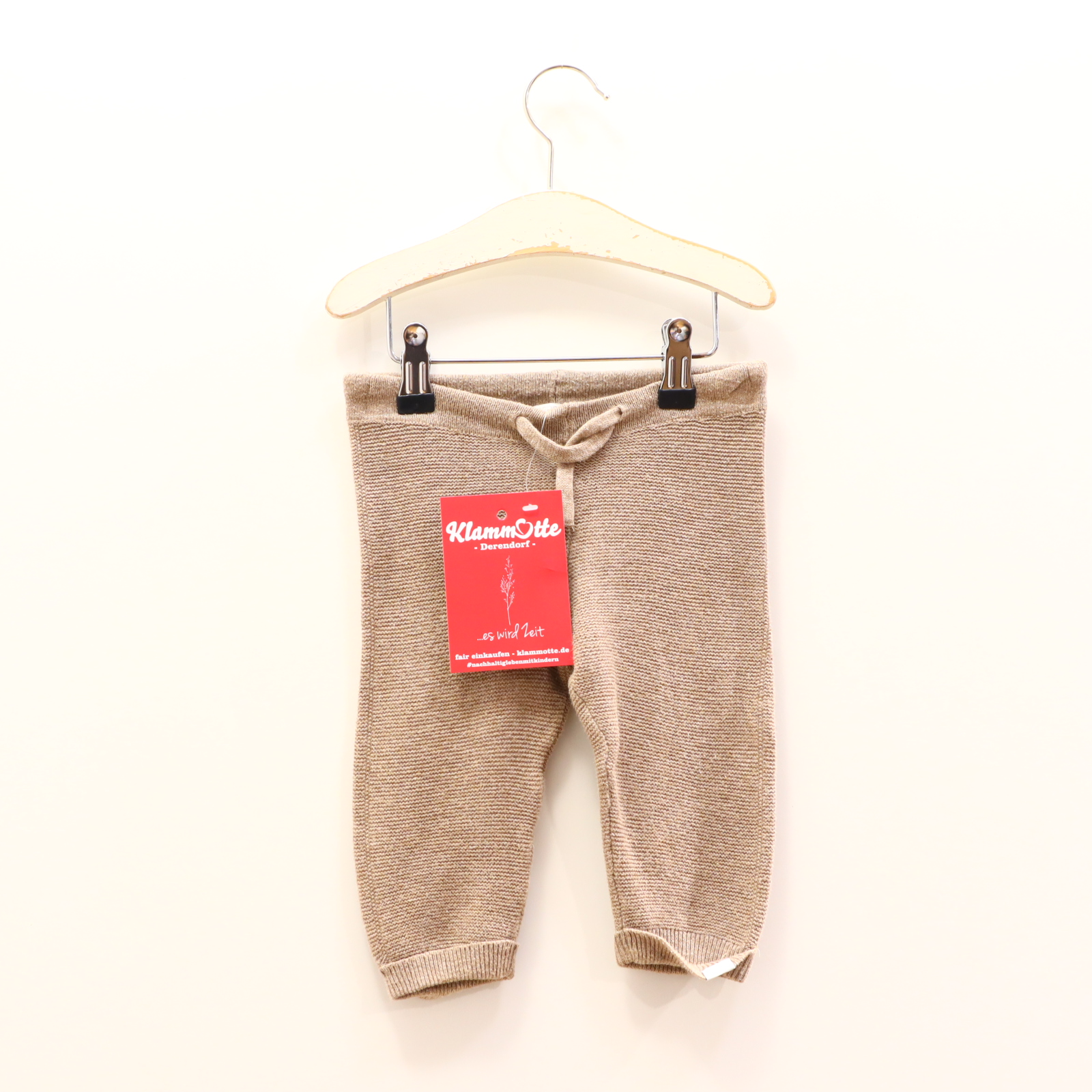 Hosen & Strampler noppies 68 walnuss melange Strickhose Bio-Baumwolle Kordelzug
