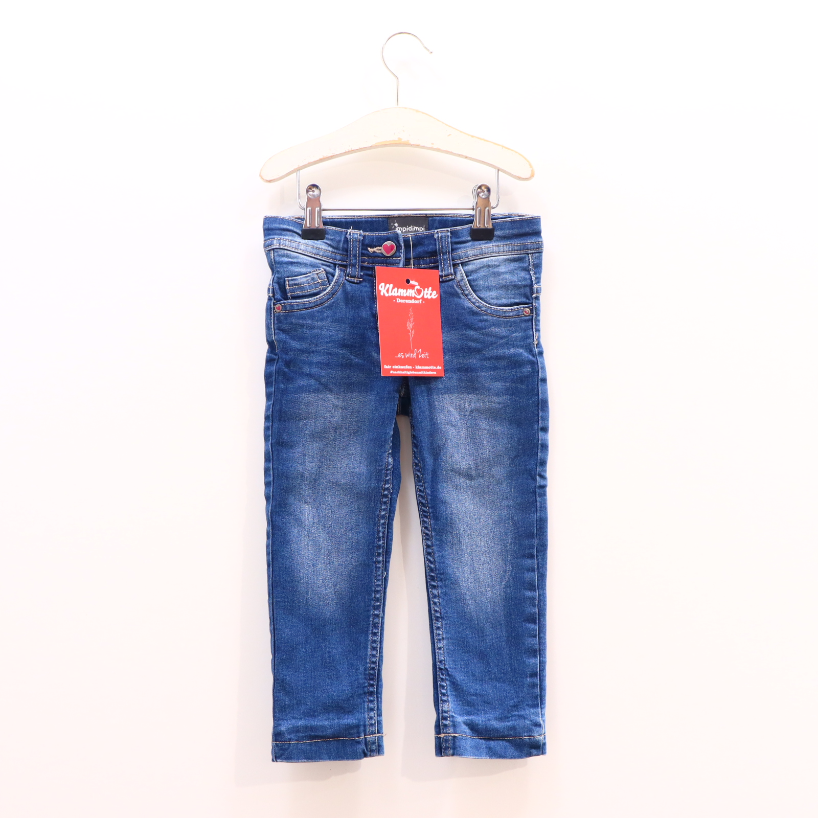 Hose Jeans 92 blau Denim Reißverschluß/Schiebeknopf/verstellb. Bund gefüttert/Jerseyfutter Skinny Herbst/Winter