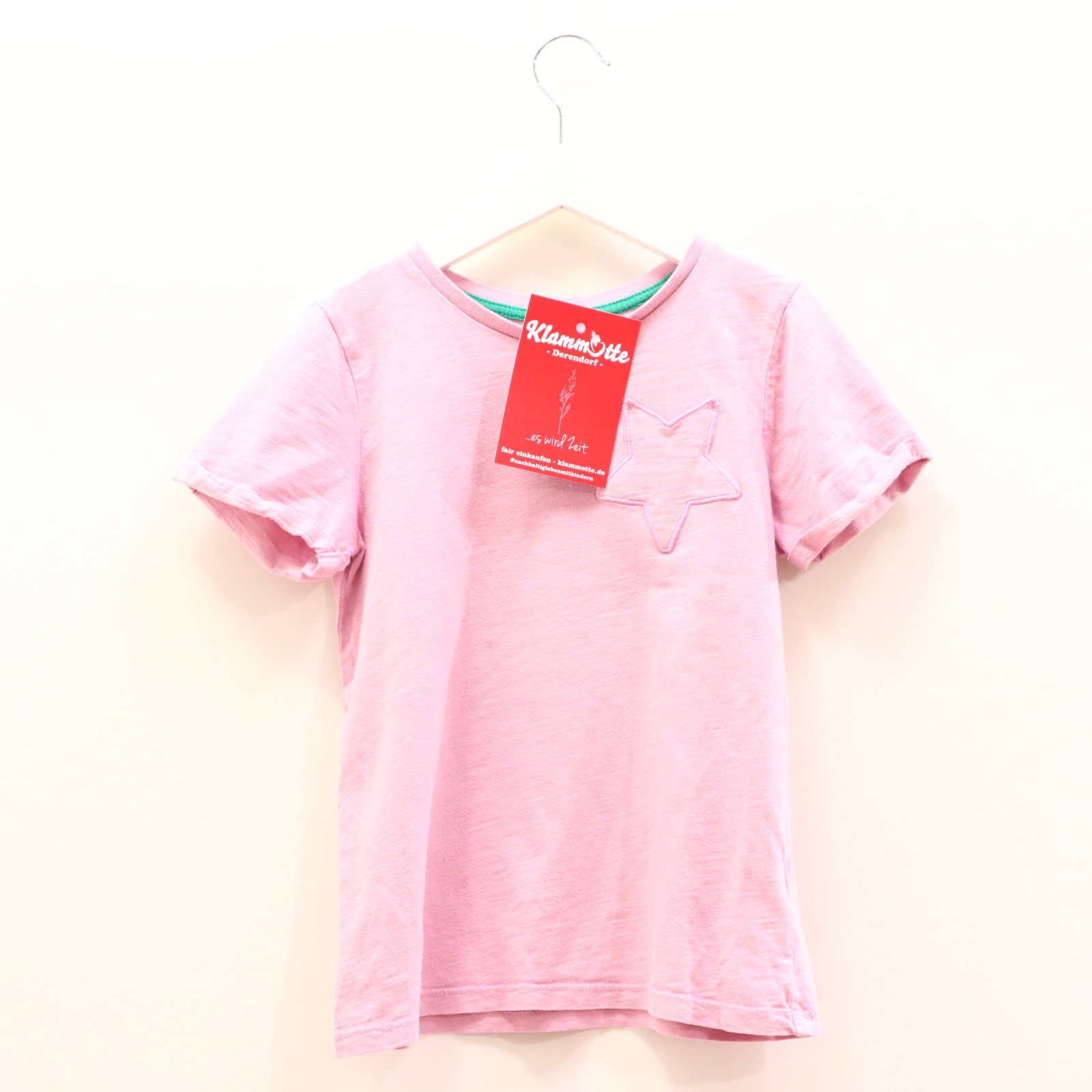 Oberteil mini Boden 134 rosa Applikation kurzarm Shirt Baumwolle
