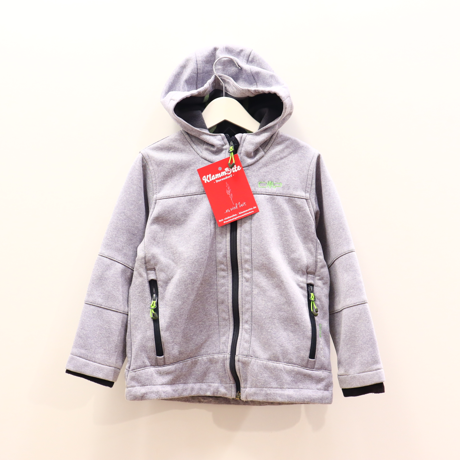 Jacke CMP 116 grau Logo/melange/Stickerei Softshelljacke ClimaProtect abnehmb. Kapuze