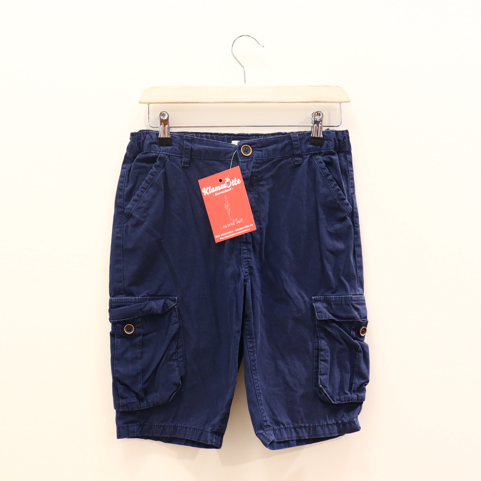 Hose VertBaudet 158/164 Cargo/Short blau Knopf/Reißverschluß/verstellb. Bund Baumwolle/Twill