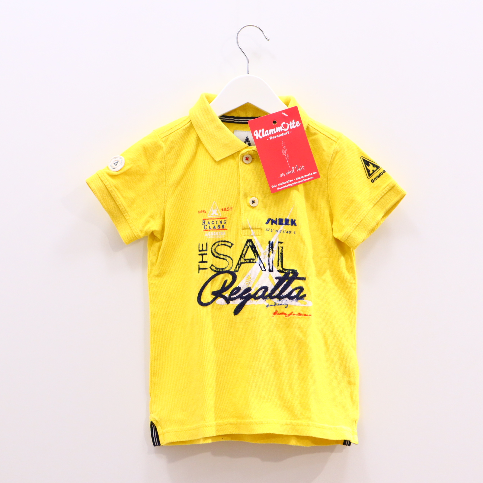 Oberteil Gaastra Gr. 104/Gr. 98 kurzarm Shirt gelb Baumwolle/Pique Applikation/Logo/Print/Stickerrei Polo