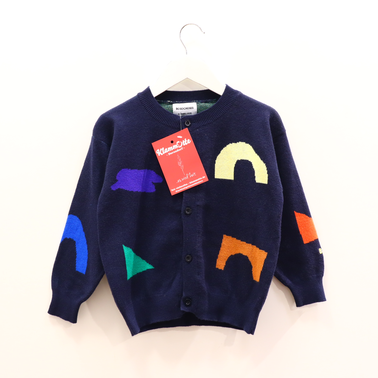 Oberteil BOBO CHOSES Gr. 110 Strickjacke blau Baumwolle Muster