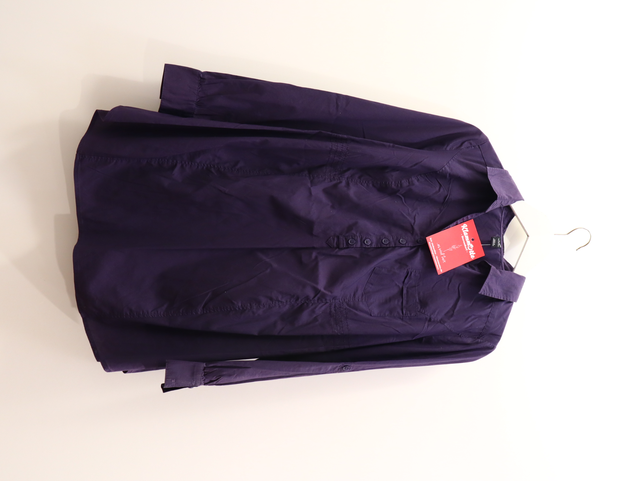 Bluse H&M M/38/40 aubergine langarm Baumwolle/Elasthan/Polyamid Tunika