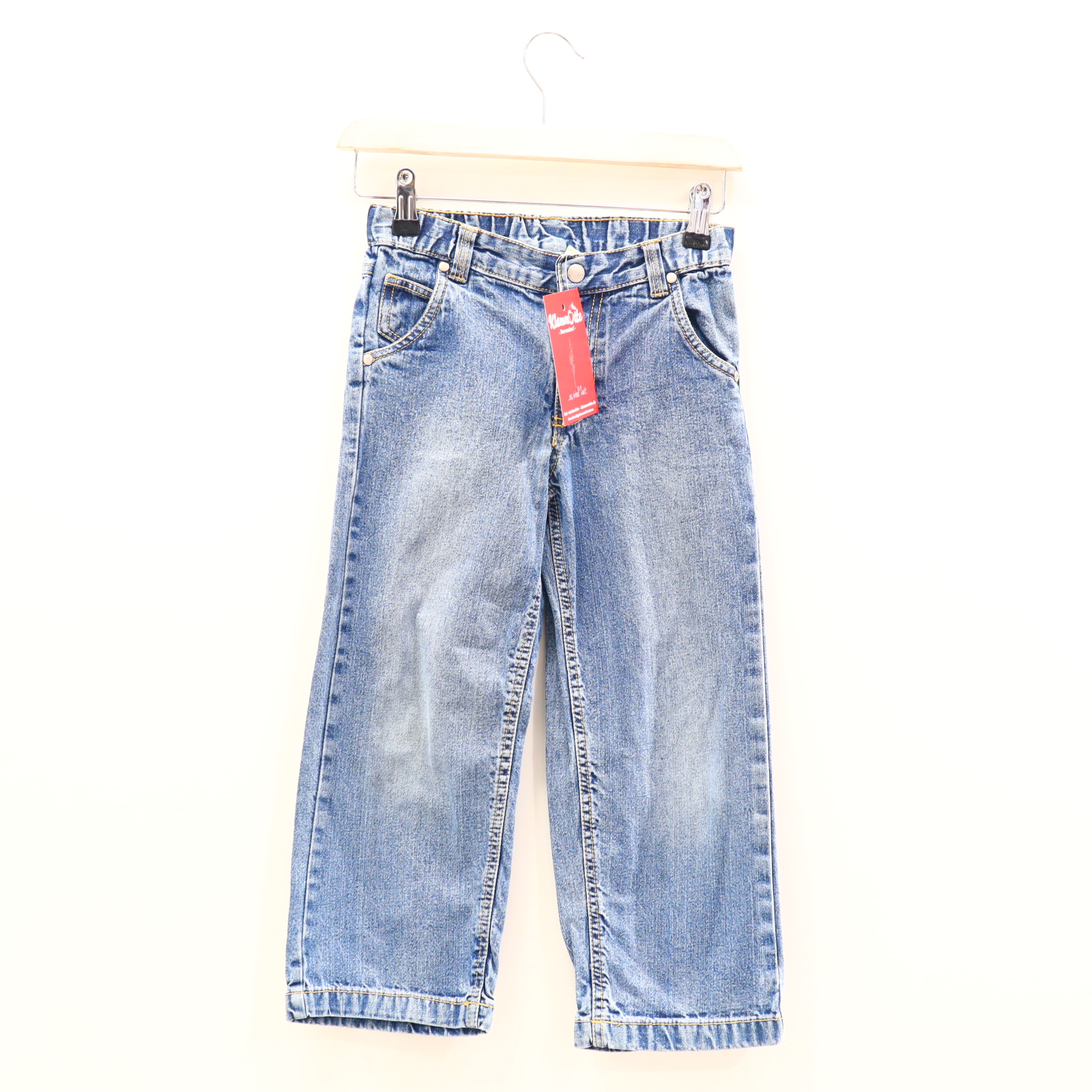 Hose Bob der Bär Jeans 116 blau Denim Gummibandzug/Reißverschluß/Schiebeknopf Wide Leg