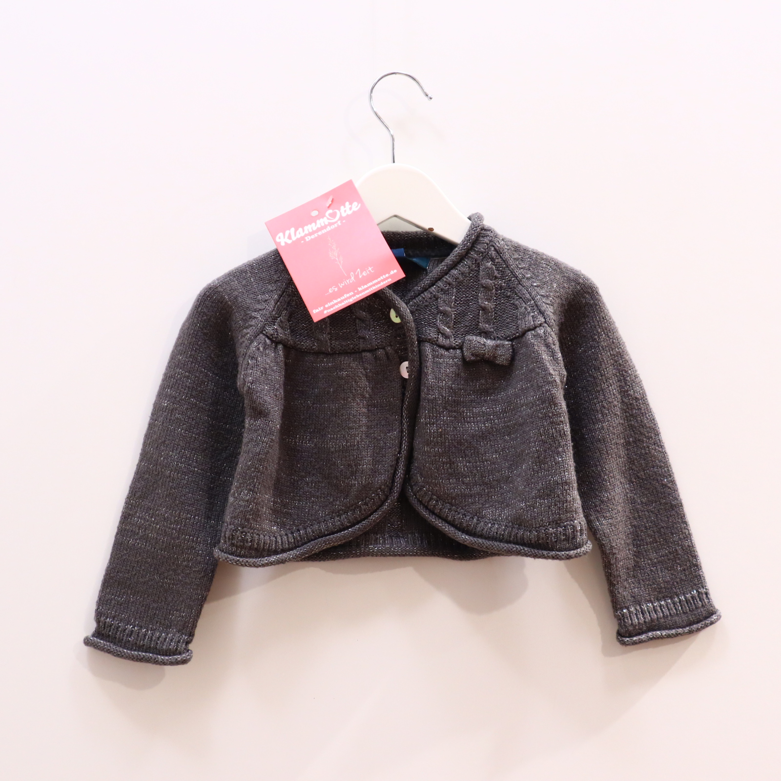 Oberteil e.b. kids 86 grau glitzer/Schleife Bolerostrickjacke Lurex/Polyacryl