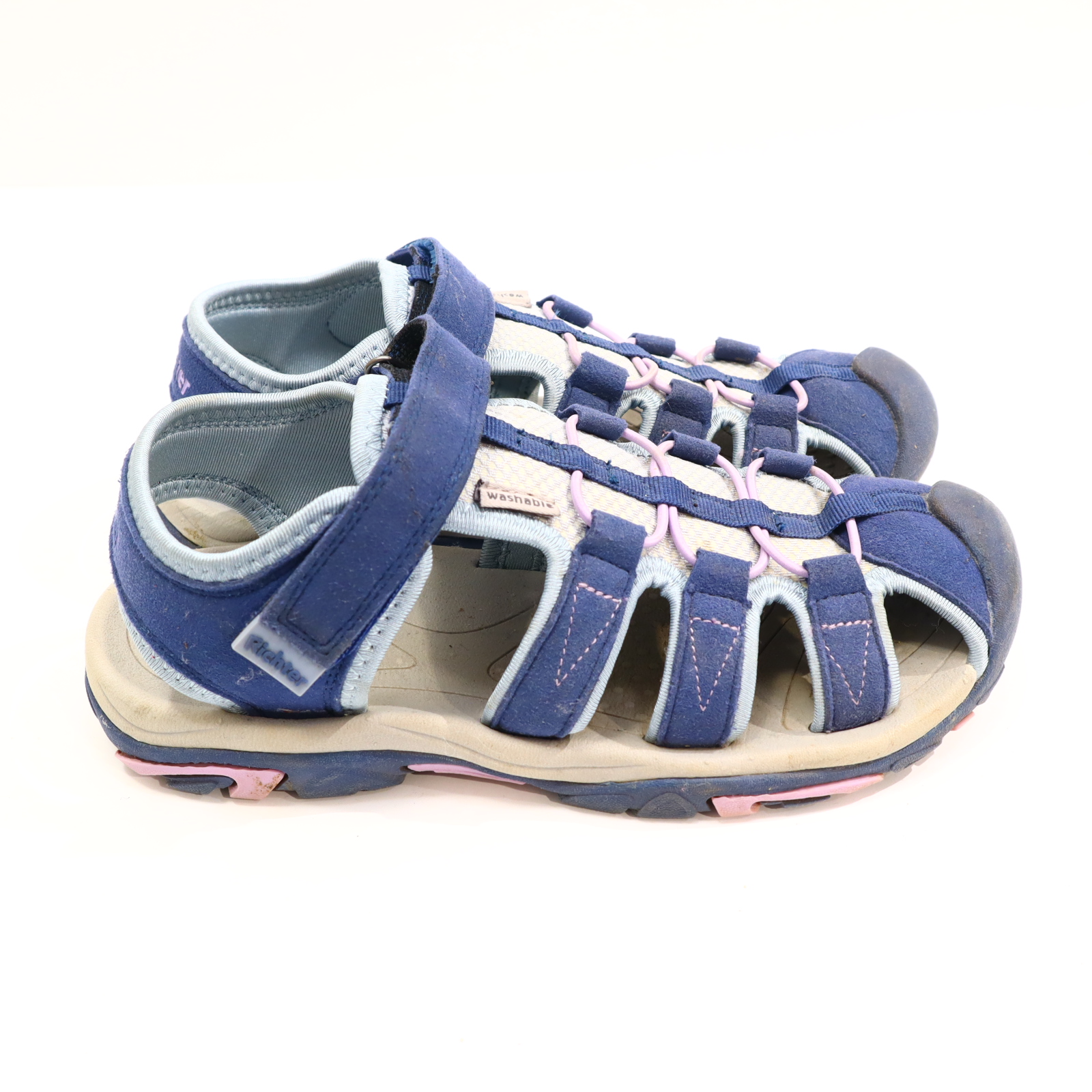 Sandalen Richter 37 blau/hellblau/rosa waschbar leichte gleichmäßige Ablaufspuren