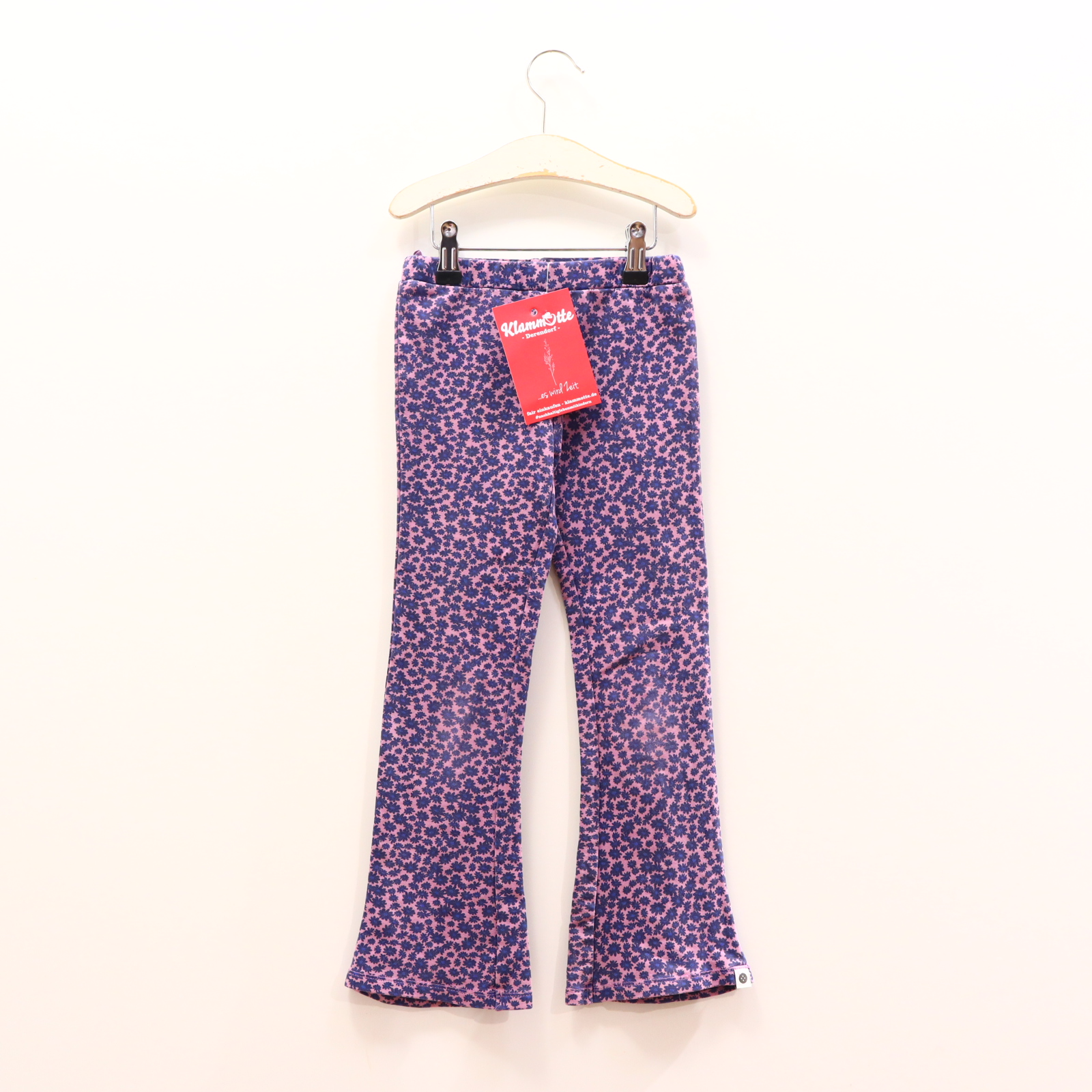 Hose STAINS & STORIES Legging 116 blau/flieder/schwarz Allover Print/Blumen Biobaumwolle/Elasthan/Sweat Gummibandzug Flared