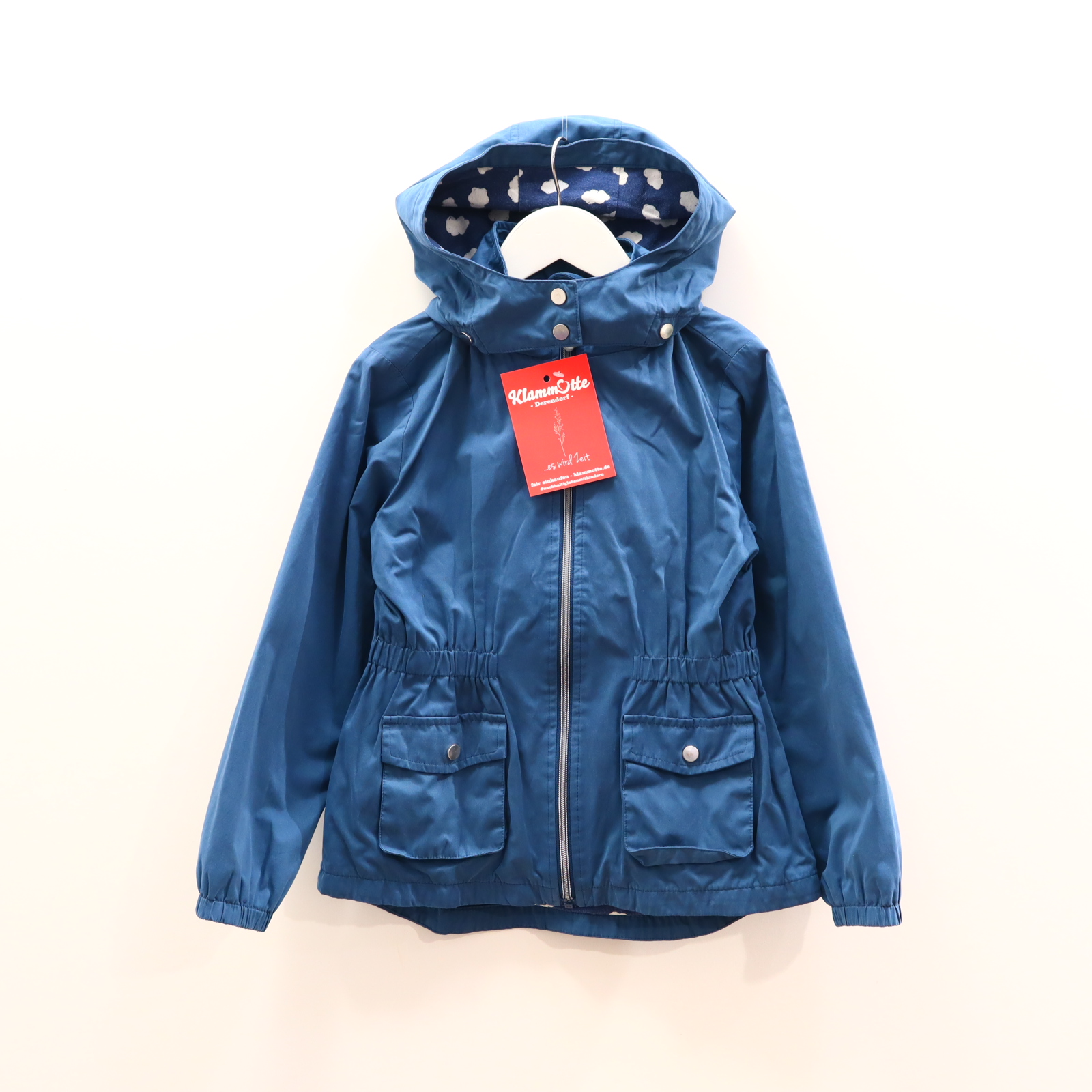 Jacke TCM Parka 134/140 blau Frühjahr/Sommer abnehmb. Kapuze/Baumwollfutter
