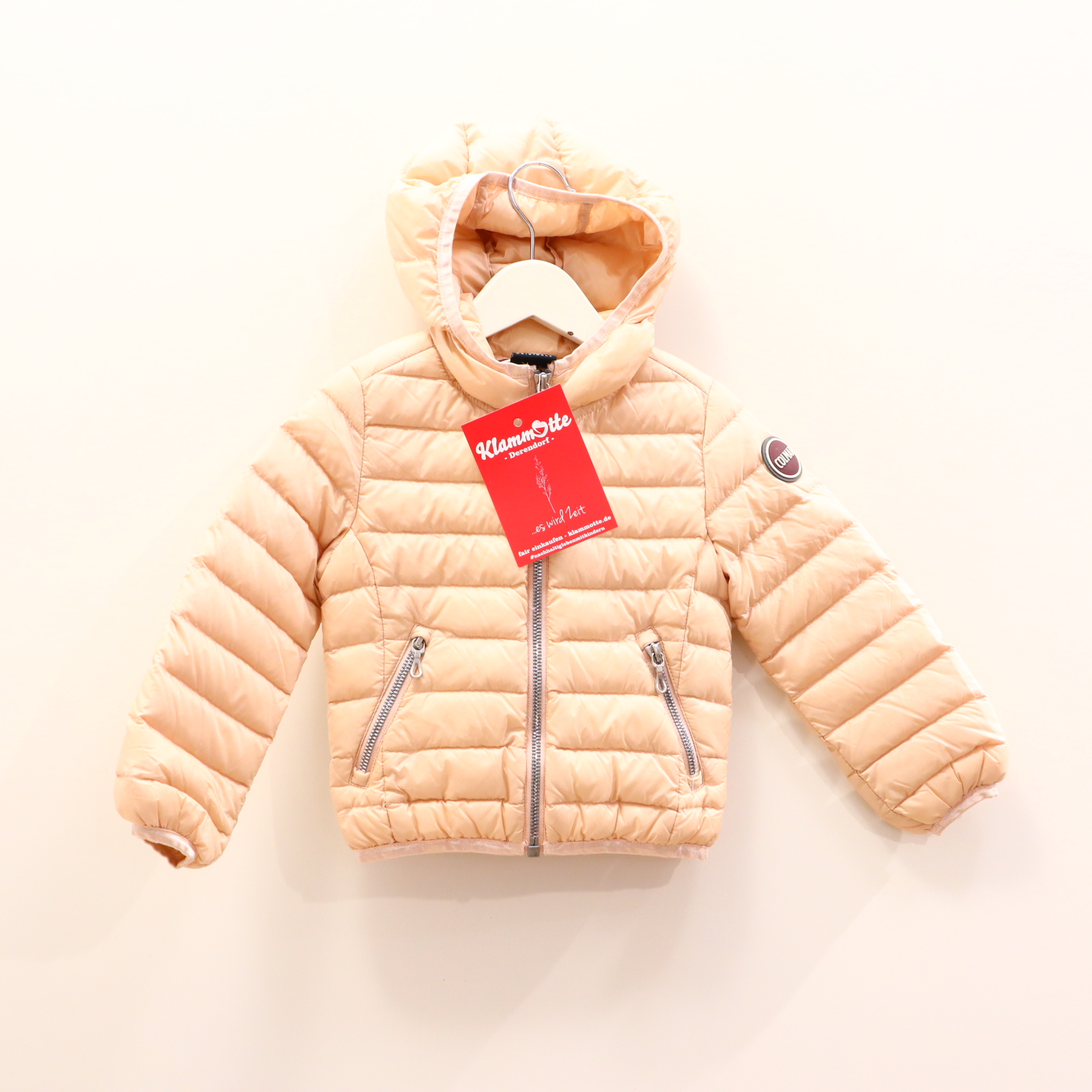 Jacke COLMAR leichte Daunenjacke/Steppjacke 86/92 creme Applikation/Logo
