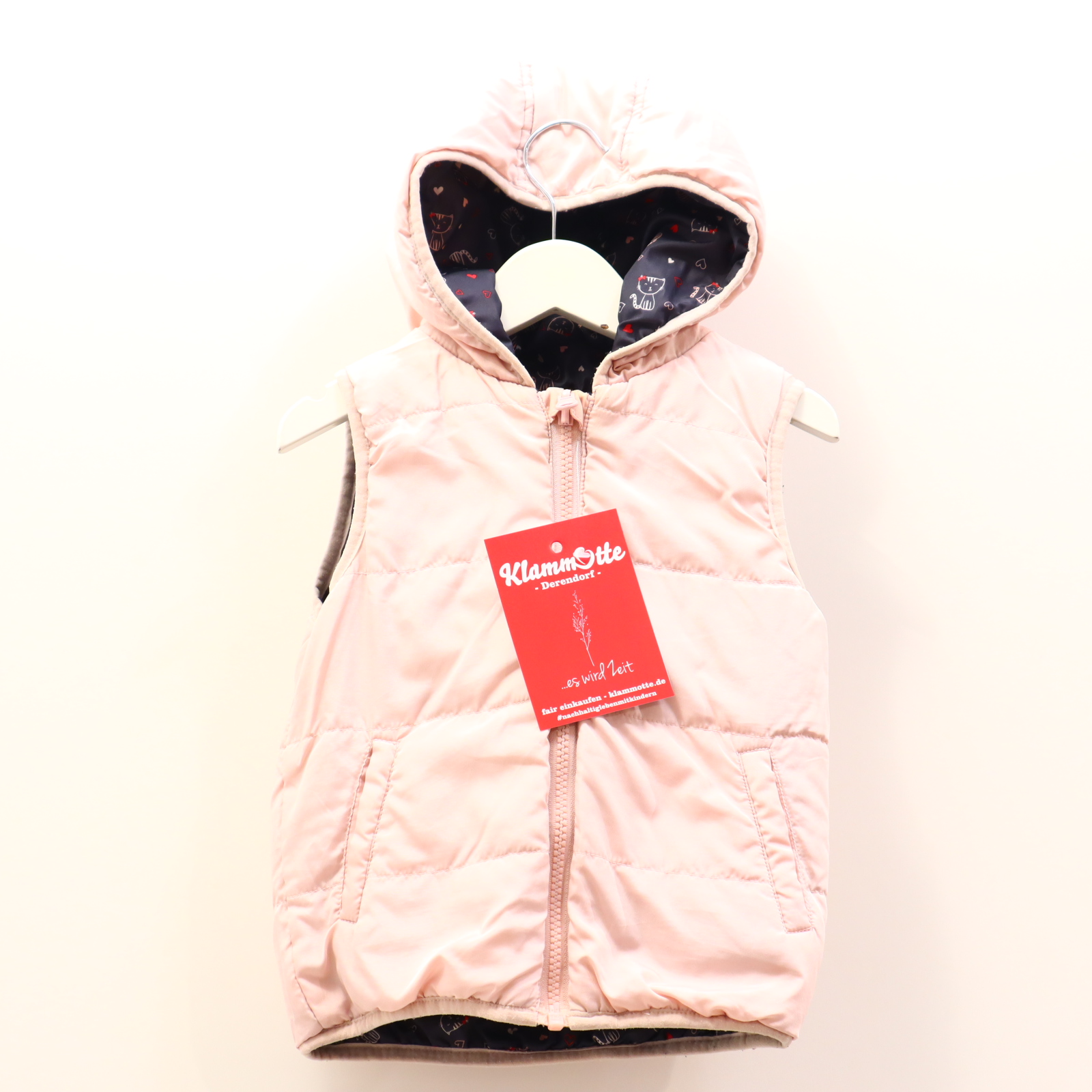 Jacke Topolino Steppweste 92 grau/rosa Alloverprint/Applikation wendbar
