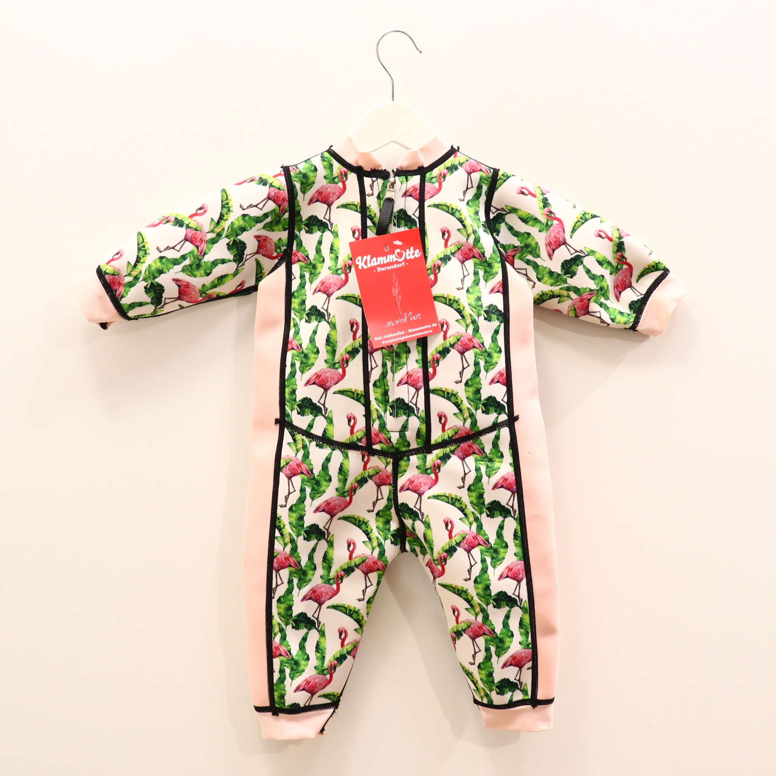 Bademode Aquajoy Neoprenanzug 86/92/12-24 Mon. grün/rosa/weiß Alloverprint/Logo/Print wendbar