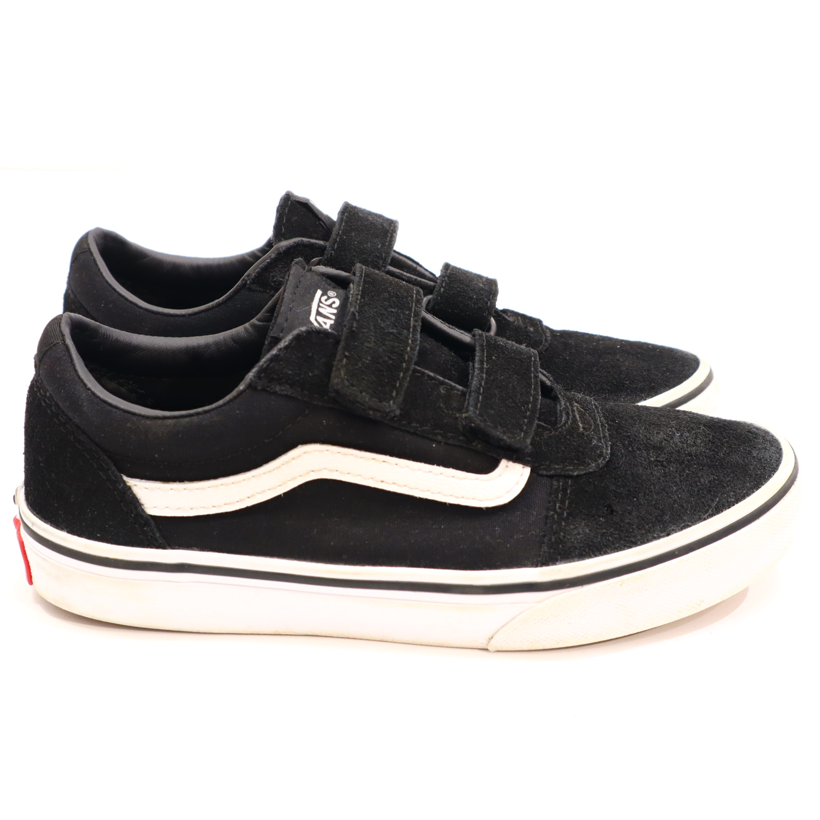 Halbschuhe VANS Klett/Sneaker 34 schwarz Canvas/Leder leichte gleichmäßige Ablaufspuren