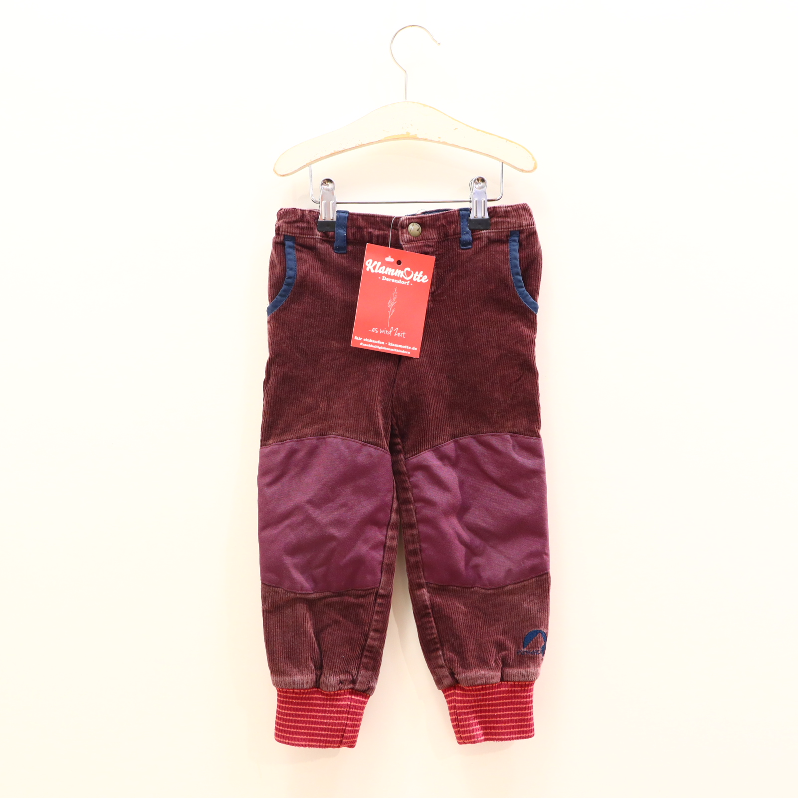 Hose FINKID Funktionshose 98/104/110 bordeaux Logo/Stickerei Cord Druckknopf/Klettverschluß/verstellb. Bund verstärkte Knie!
