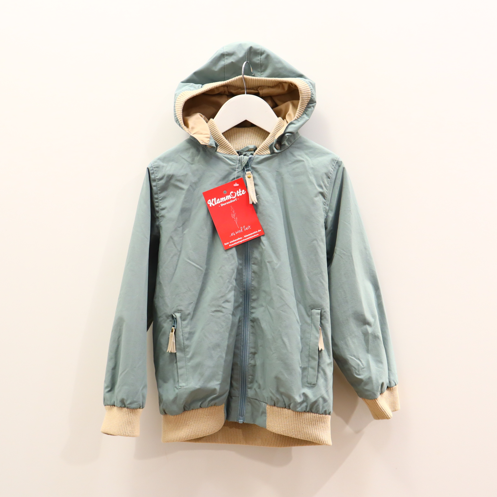 Jacke MINI A TURE 128 salbei Applikation/Logo Anorak/Blouson abnehmb. Kapuze/Baumwollfutter Frühjahr/Sommer/Übergang