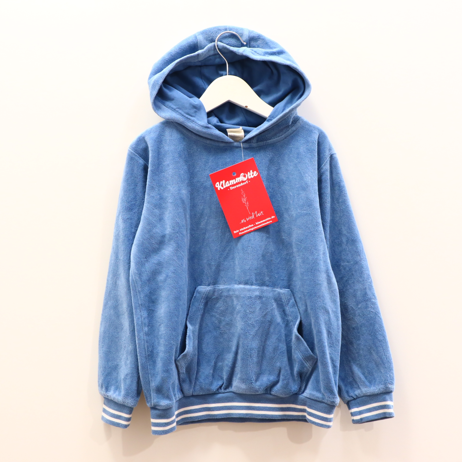 Oberteil ALANA Gr. 128 Kapuzenpullover blau Biobaumwolle/Nicki/recycelter Polyester