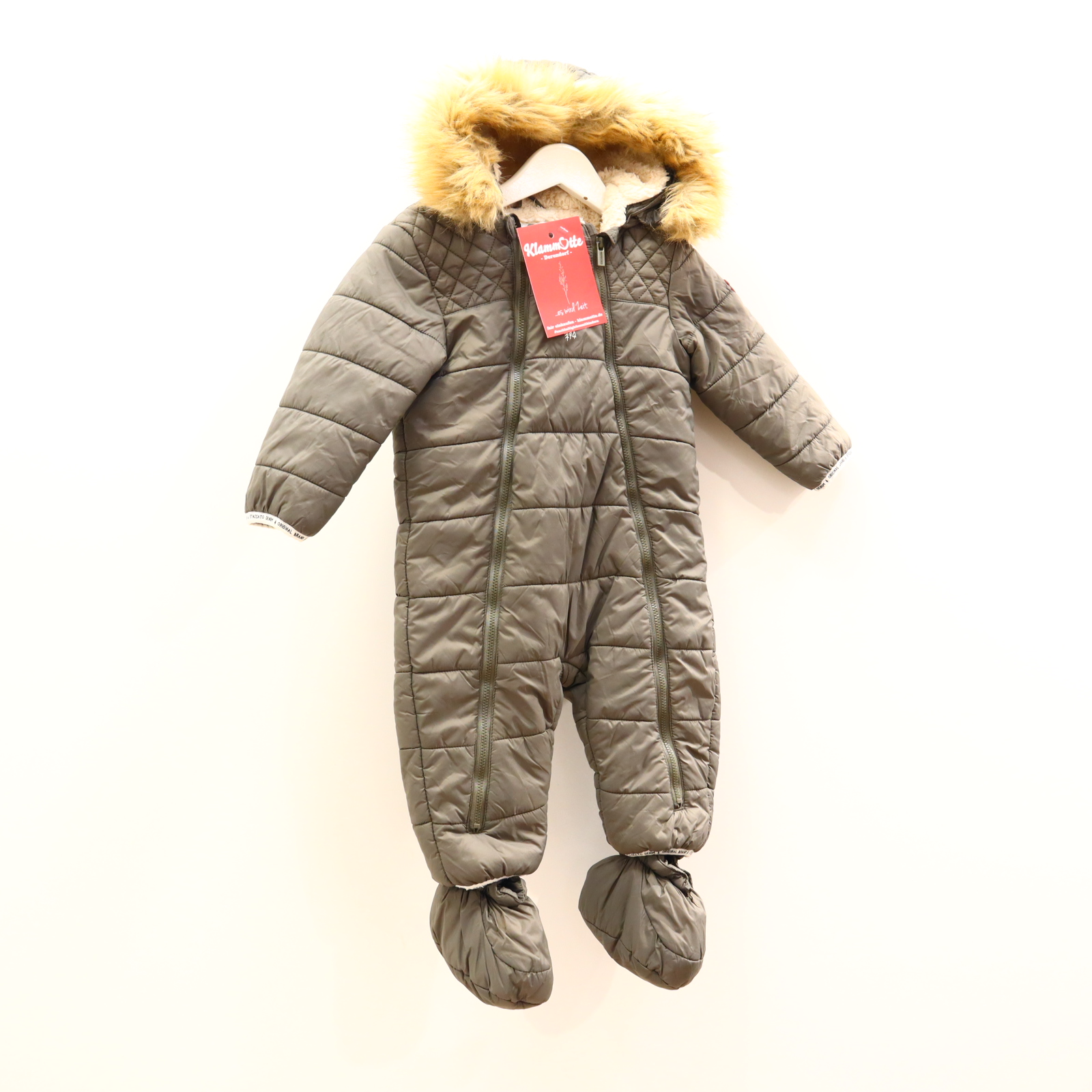 Jacken & Overalls STACCATO Schneeanzug 80 oliv abnehmb. Fellbesatz/abnehmb. Füßlinge/Teddy-Kapuzenfutter Applikation/Print