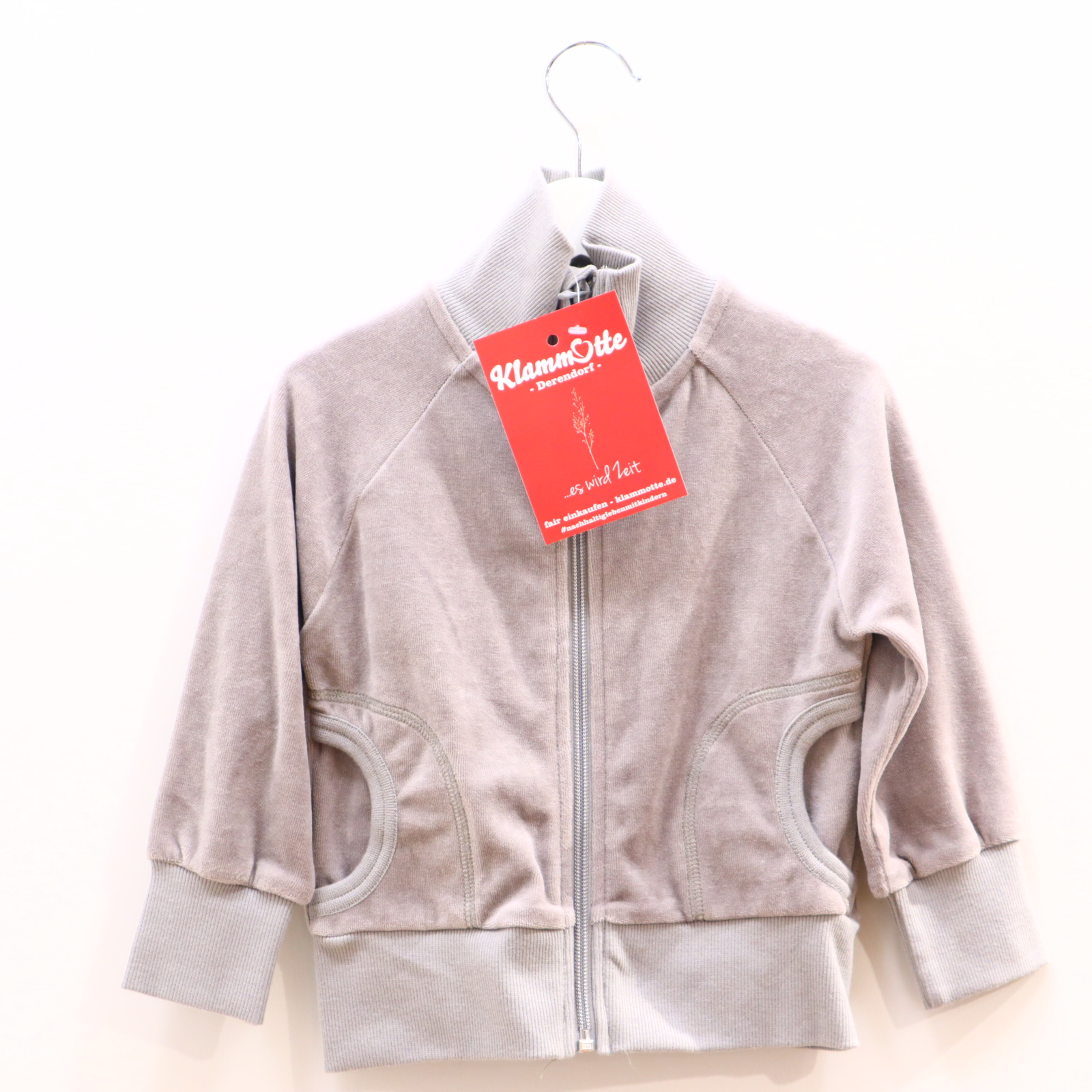 Oberteil maxomorra 86/92 grau Sweatjacke Biobaumwolle/Nicki/Polyester