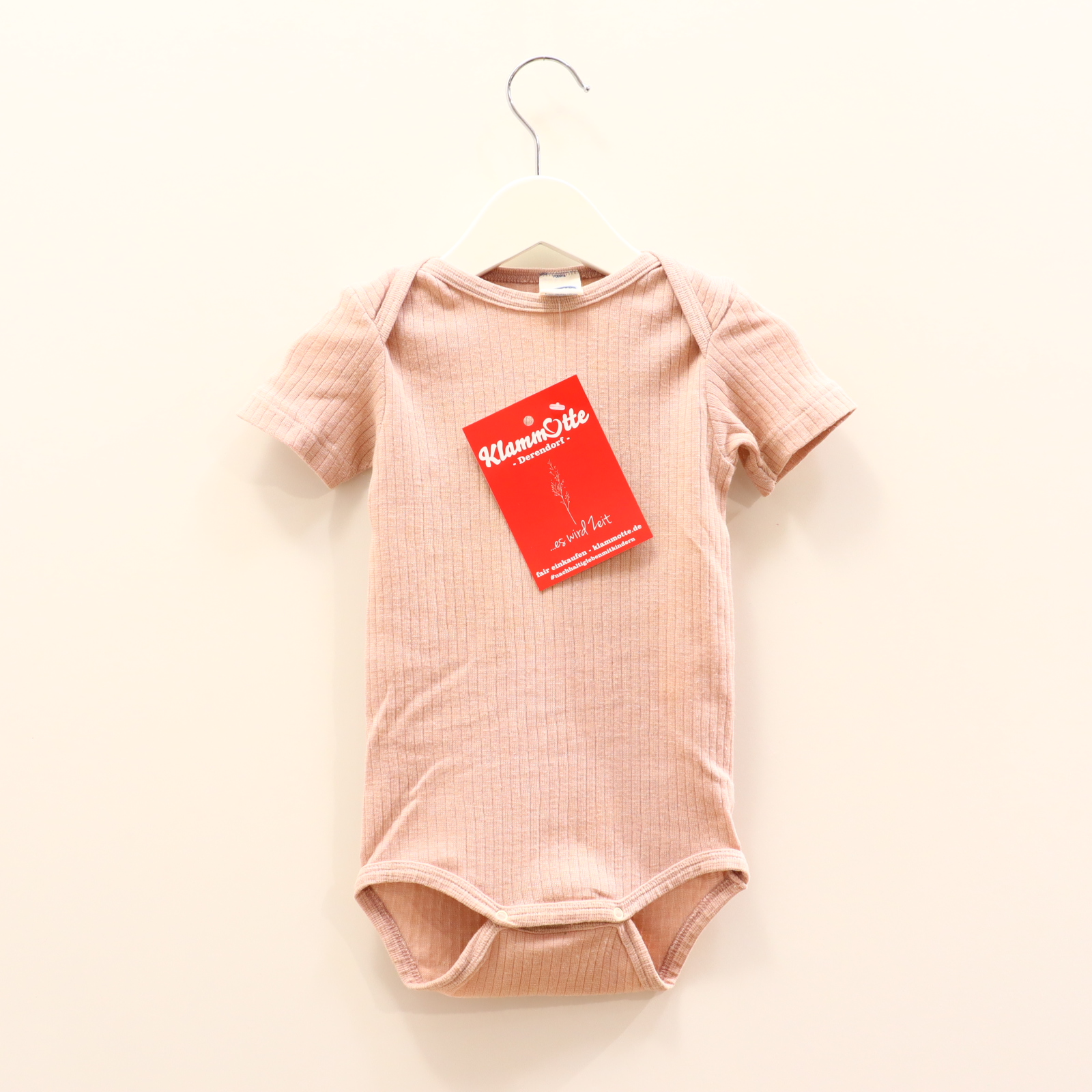 Body COSILANA 86/92 rosa kurzarm Rippstrick Baumwolle/Schurwolle/Seide