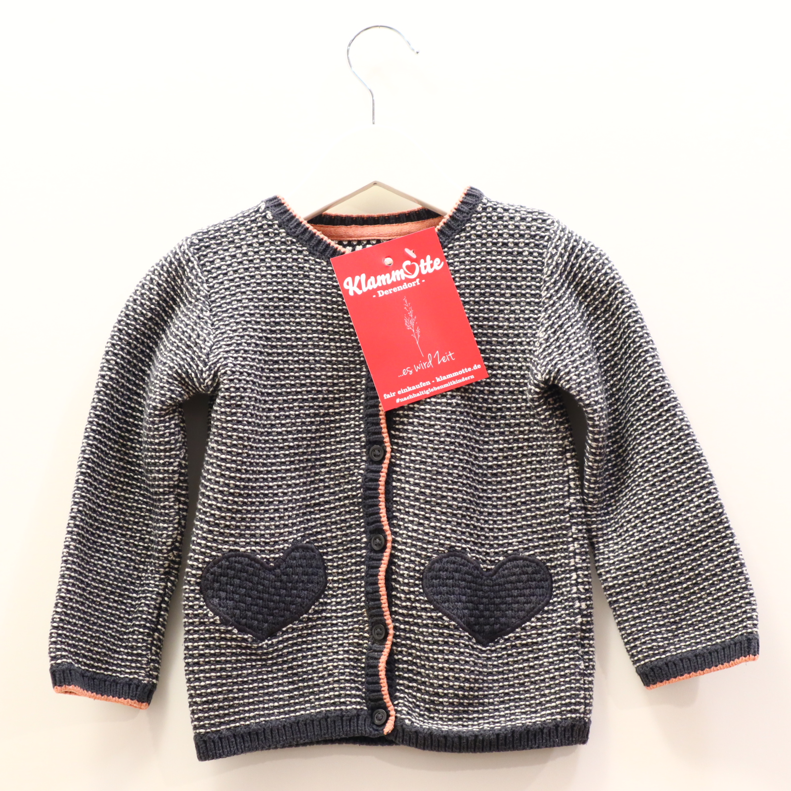 Oberteil C&A 92 apricot/grau/weiß gestreift/melange Strickjacke Baumwolle