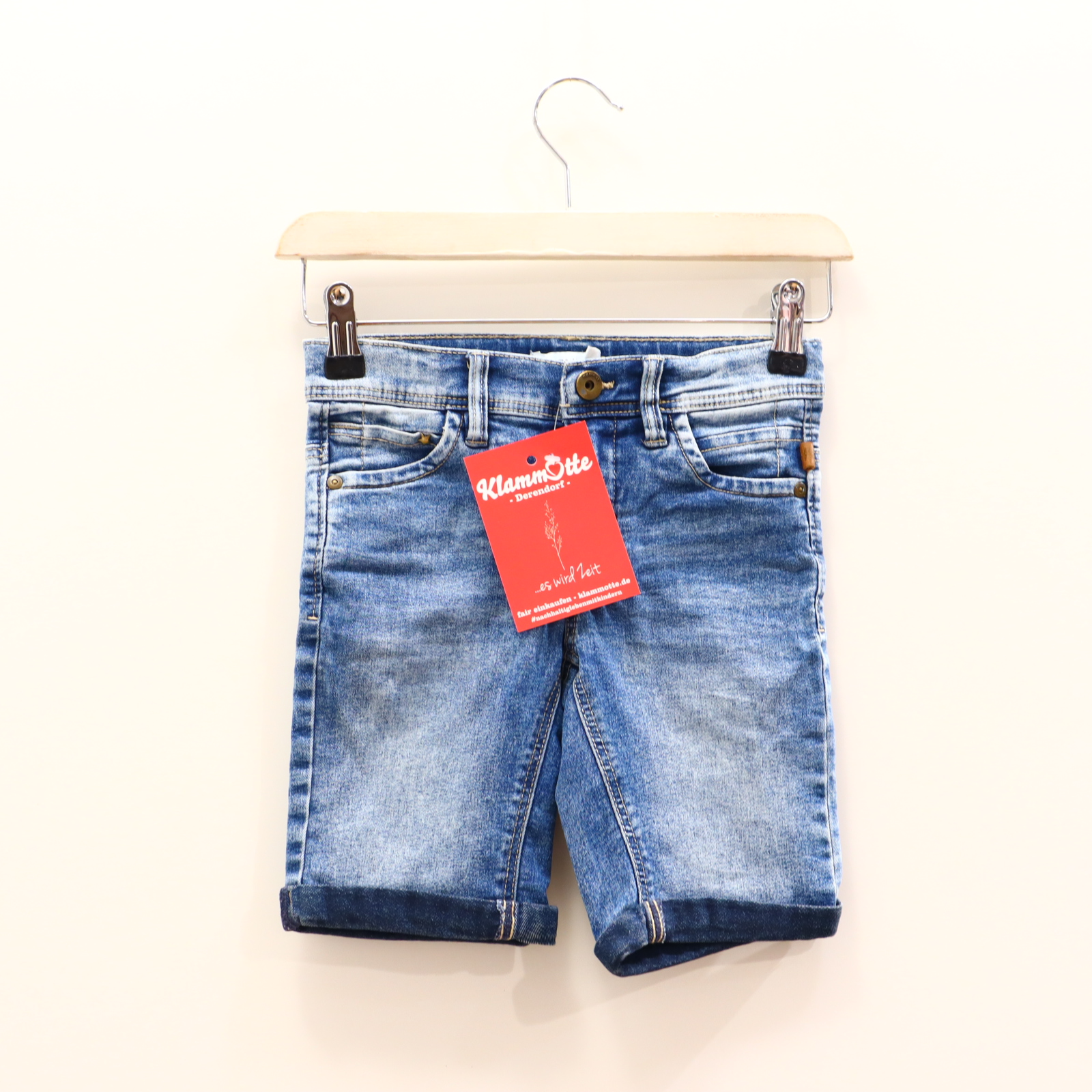 Hose name it 122 Jeans/Short blau Reißverschluß/Schiebeknopf/verstellb. Bund Denim