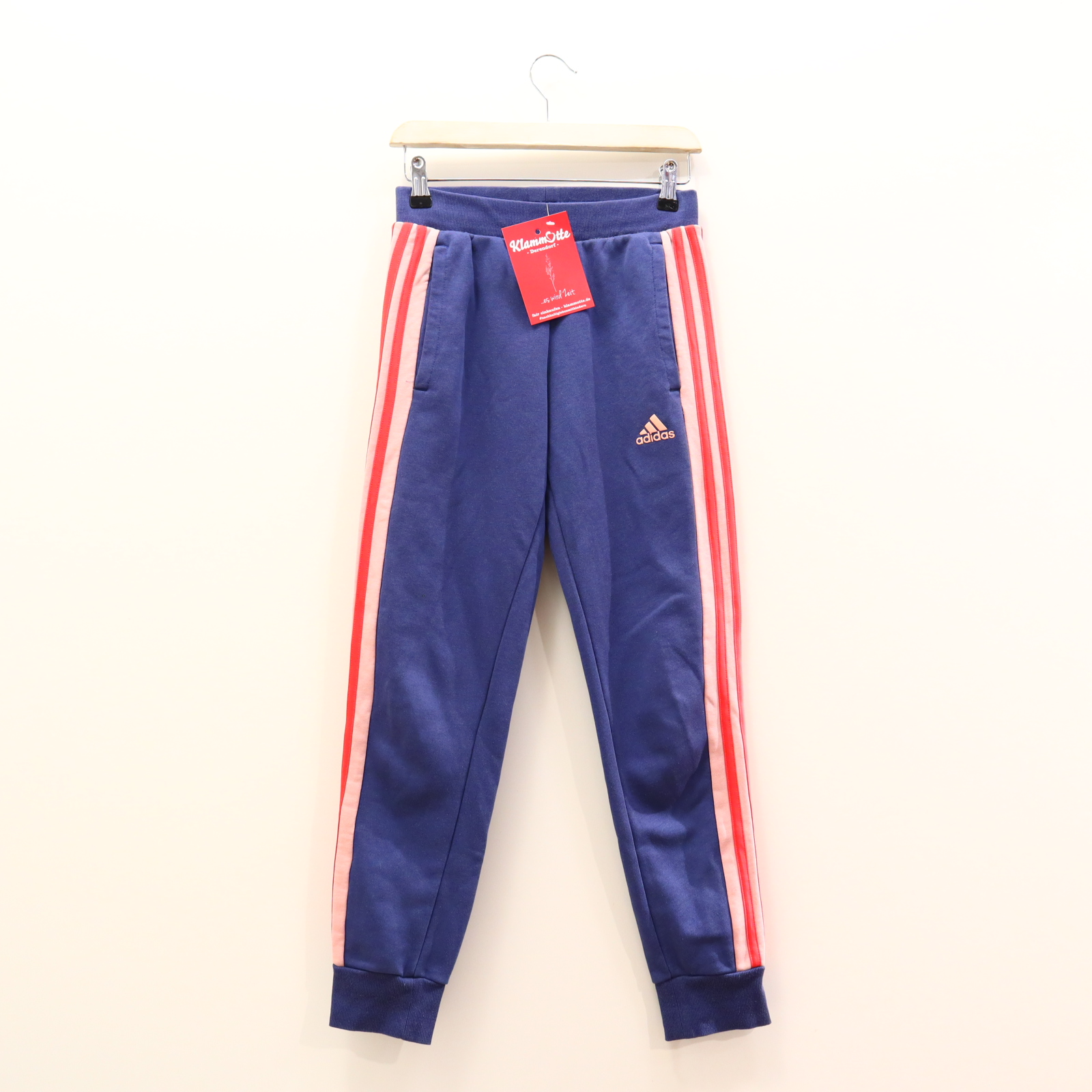 Hose adidas Jogger 152 blau/rosa Logo/Print Baumwolle/recyclter Polyester/Sweat Gummibandzug/Kordelzug