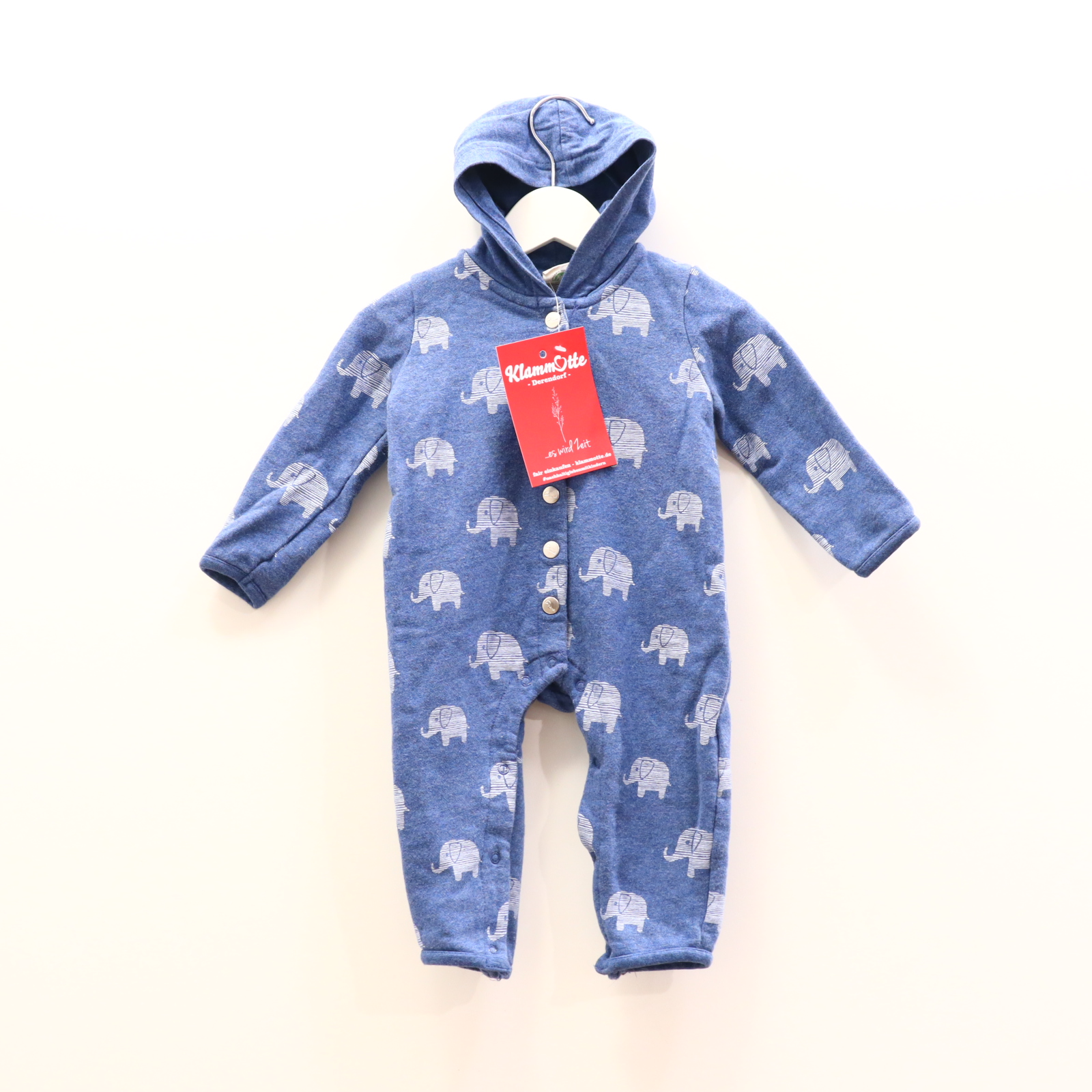 Hosen & Strampler ALANA 68 blau Alloverprint/melange Einteiler ohne Fuß/Overall Bio-Baumwolle Druckknopfverschluss vorne und im Schritt