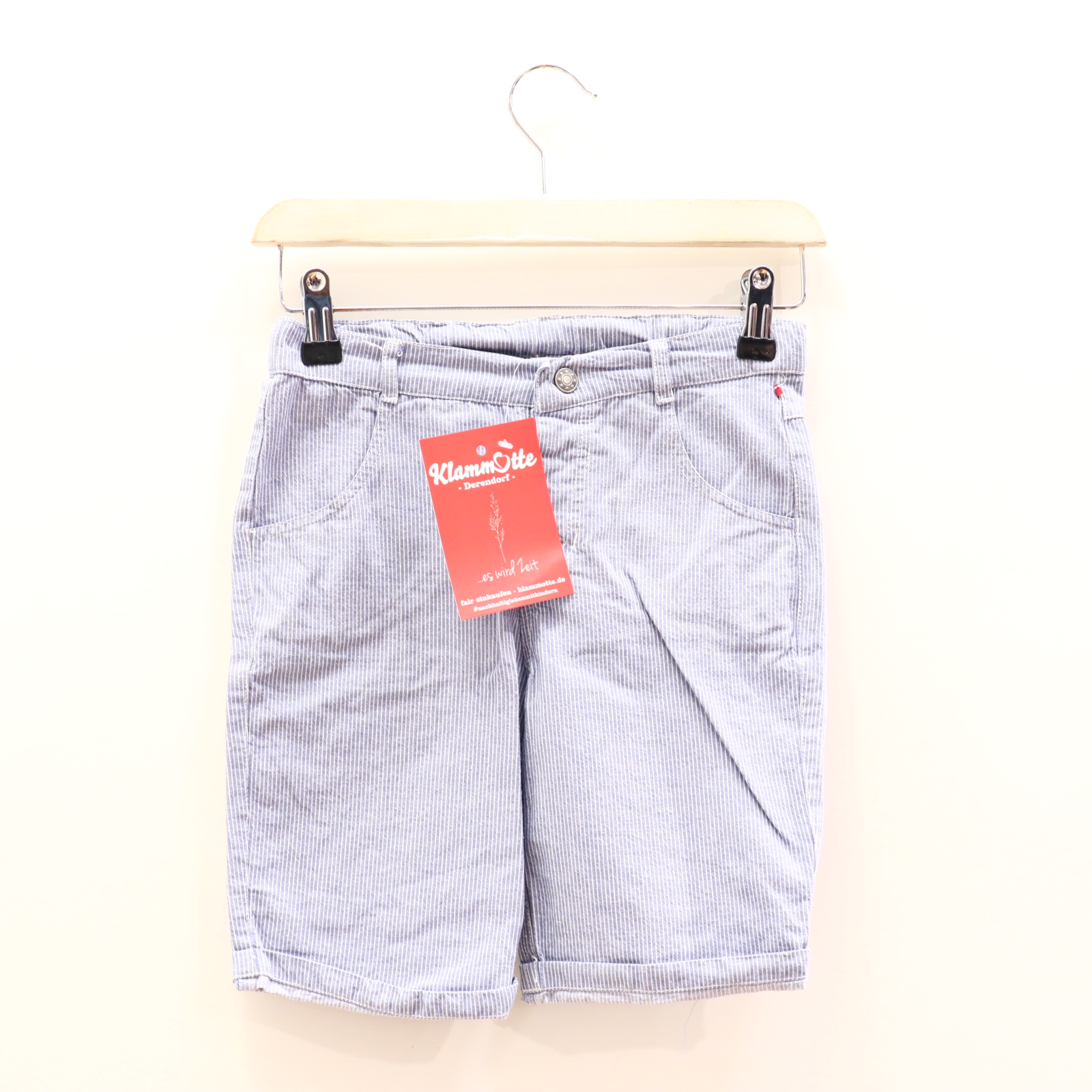 Hose Peolpe wear organic 122/128 Short blau/weiß gestreift Druckknopf/verstellb. Bund Baumwolle
