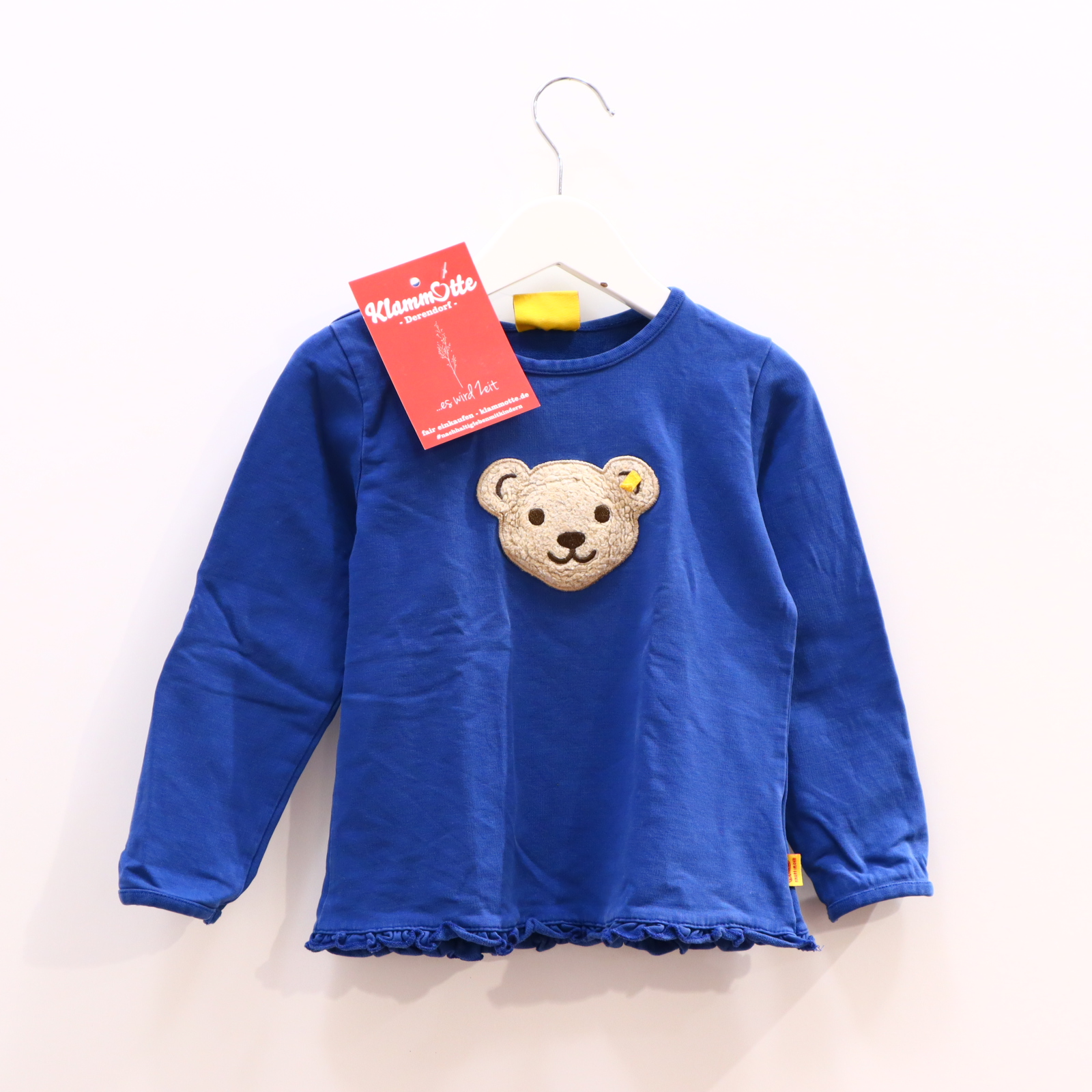 Oberteil Steiff 98 blau Applikation/Logo/Quietsche Sweatshirt Baumwolle/Elasthan