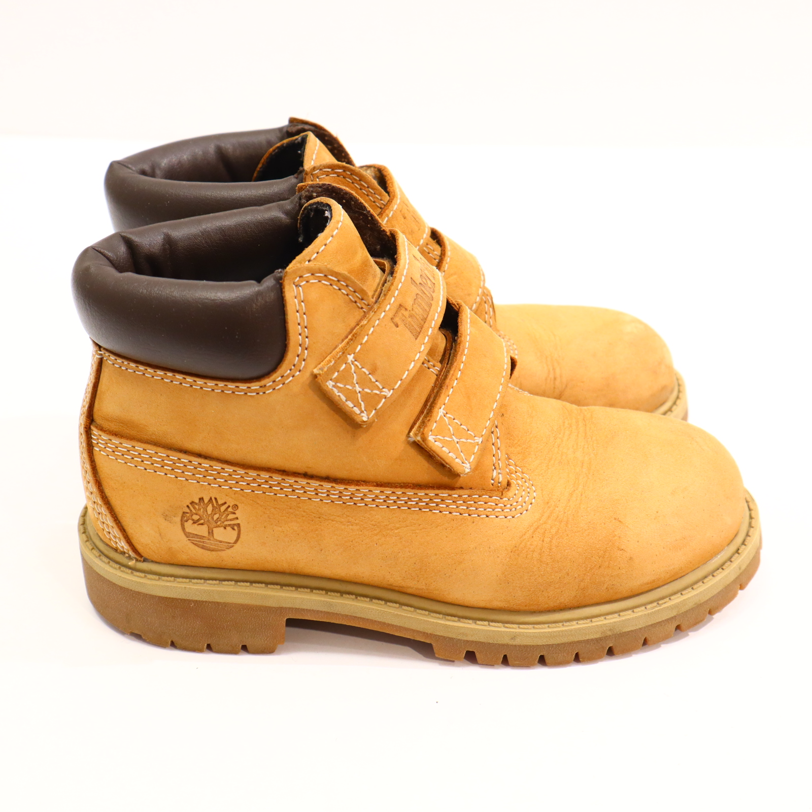 Halbschuhe Timberland Boots/Klett 31 braun Leder leichte gleichmäßige Ablaufspuren