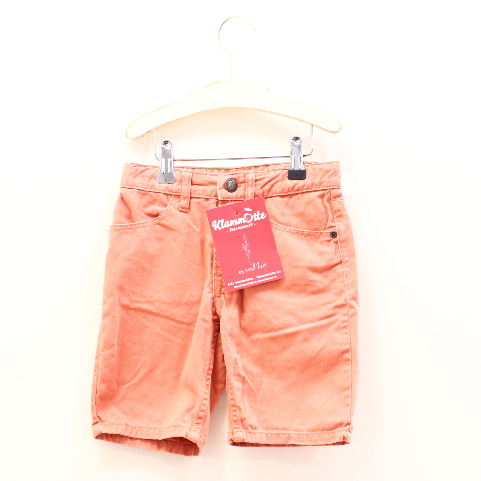 Hose H&M 104 Short ocker Druckknopf/Reißverschluß/verstellb. Bund Baumwolle/Twill