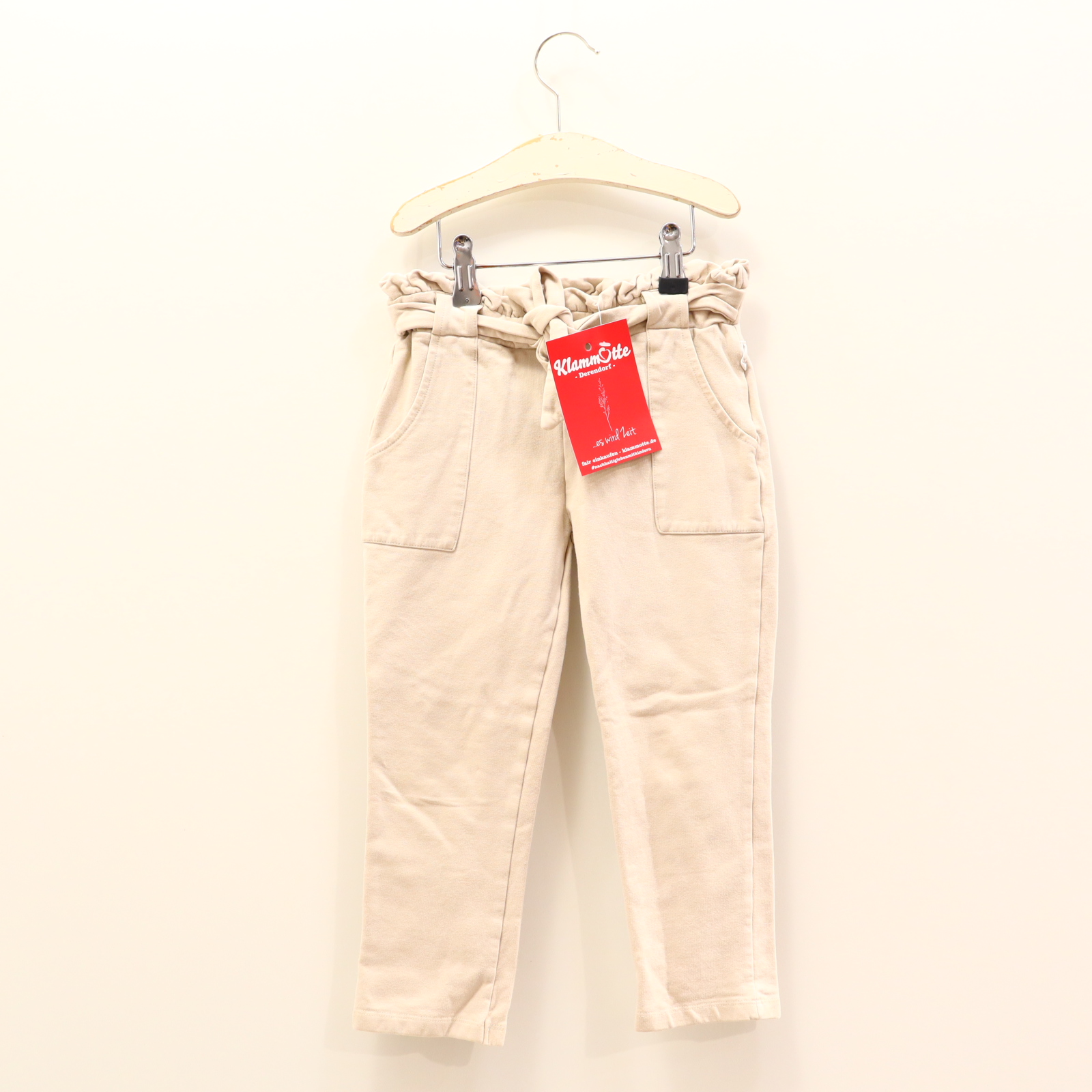 Hose leevje Jogger 110/116 creme Biobaumwolle/Elasthan/Sweat Gummibandzug/verstellb. Bund