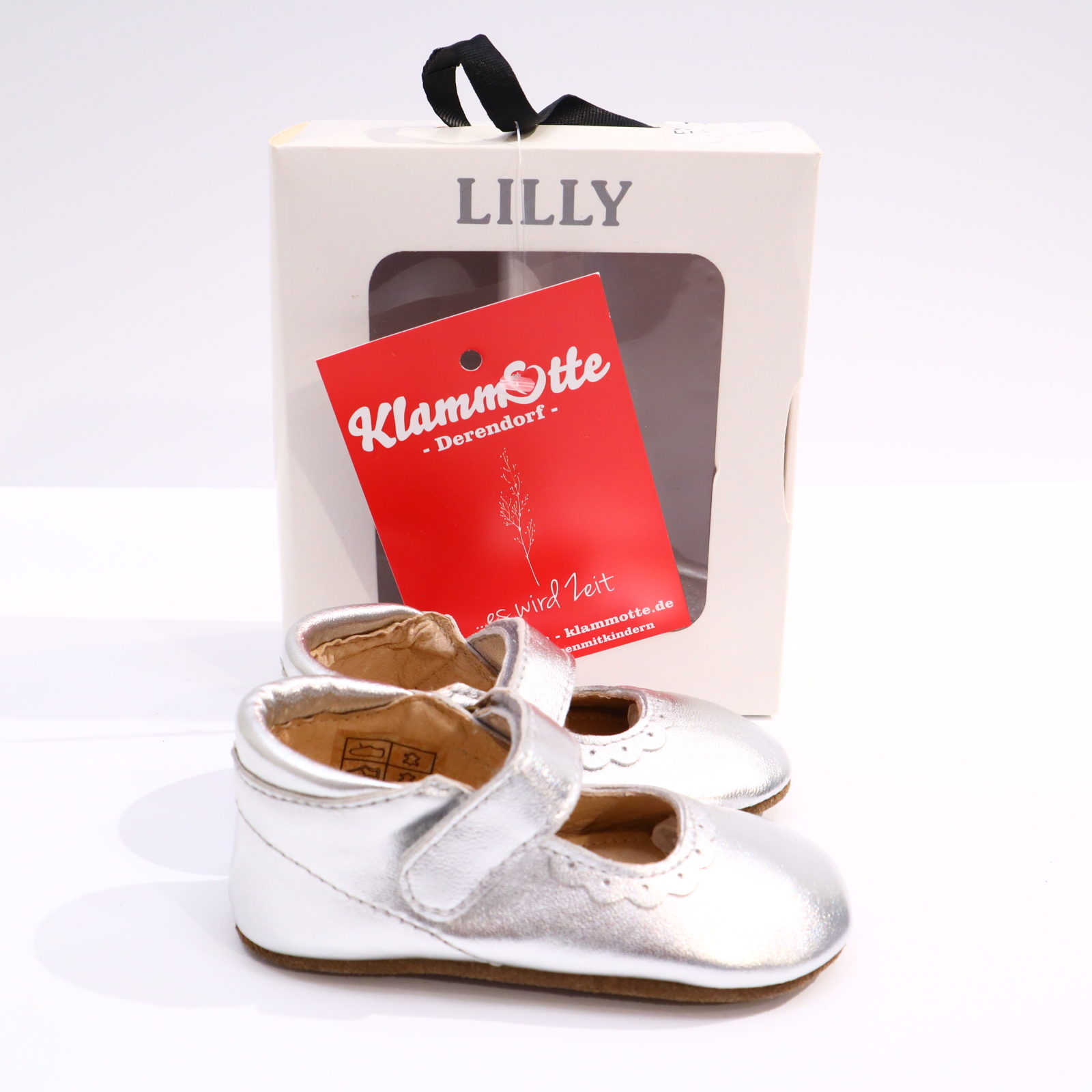 Babyschuhe/Stoffschuhe LILLY 20 silber Leder neuwertig!/mit Karton! Riemchenballerina