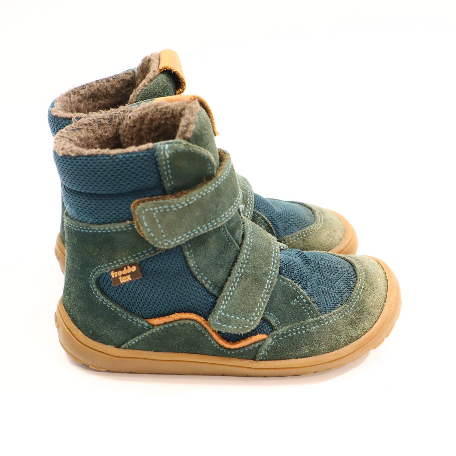 Halbschuhe BAREFOOT/froddo Barfußschuhe/Boots/Klett 27 grün Leder/TEX Herbst/Winter leichte gleichmäßige Ablaufspuren