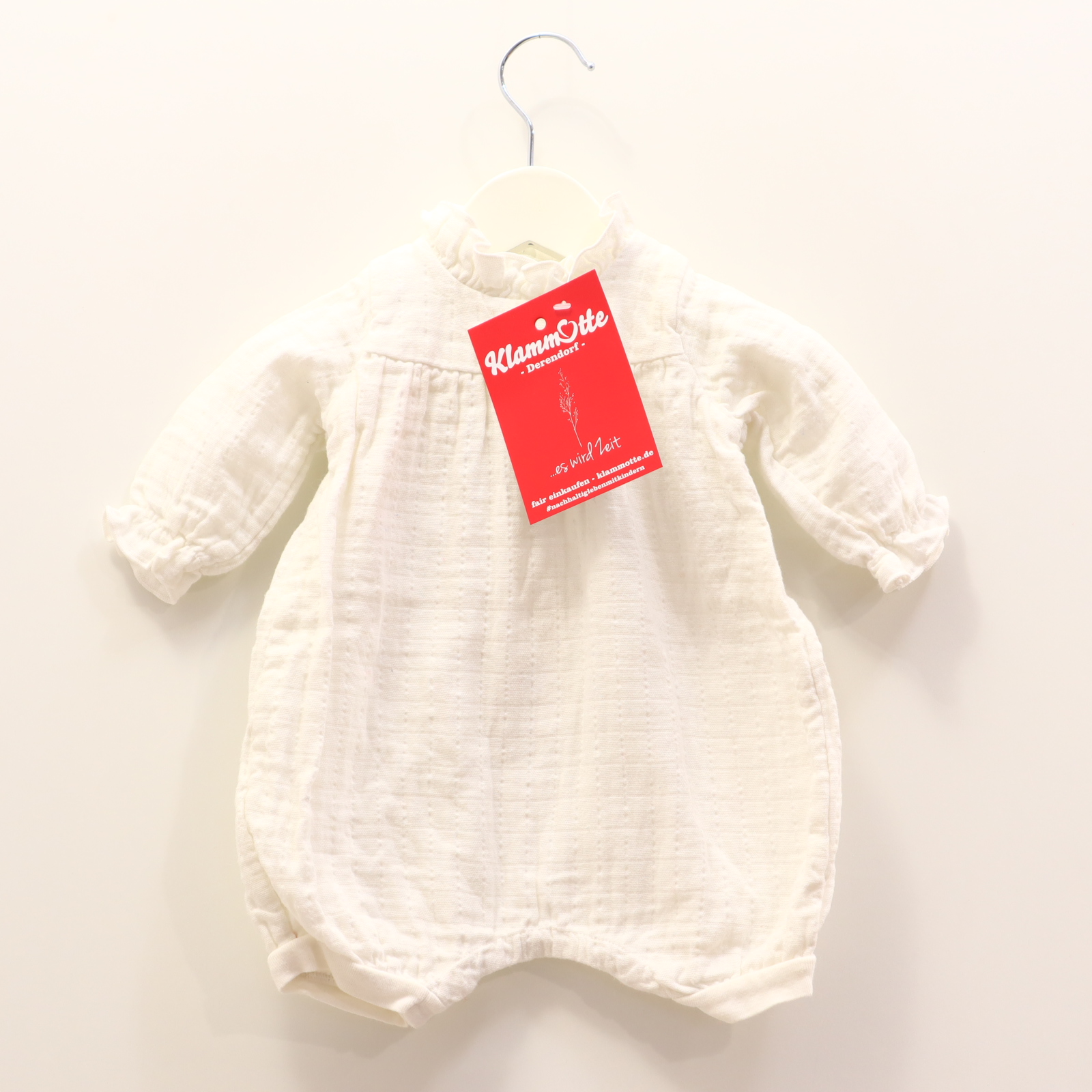 Hosen & Strampler PETIT BATEAU 62 weiß Rüsche Einteiler/kurzarm/ohne Bein Baumwolle/Musselin Druckknöpfe im Schritt