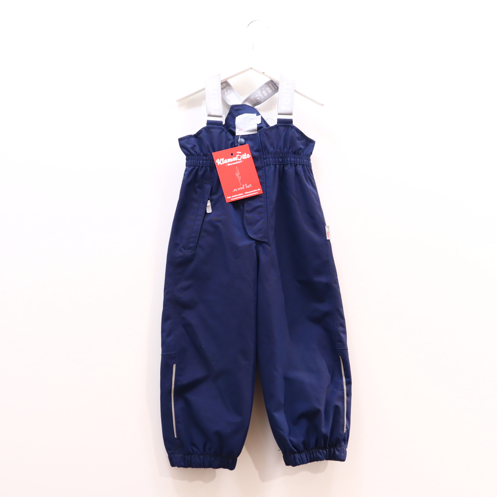 Hose reima 98 Latz/Regenhose blau Druckknopf/Gummibandzug/Reißverschluß Fußgummis fehlen