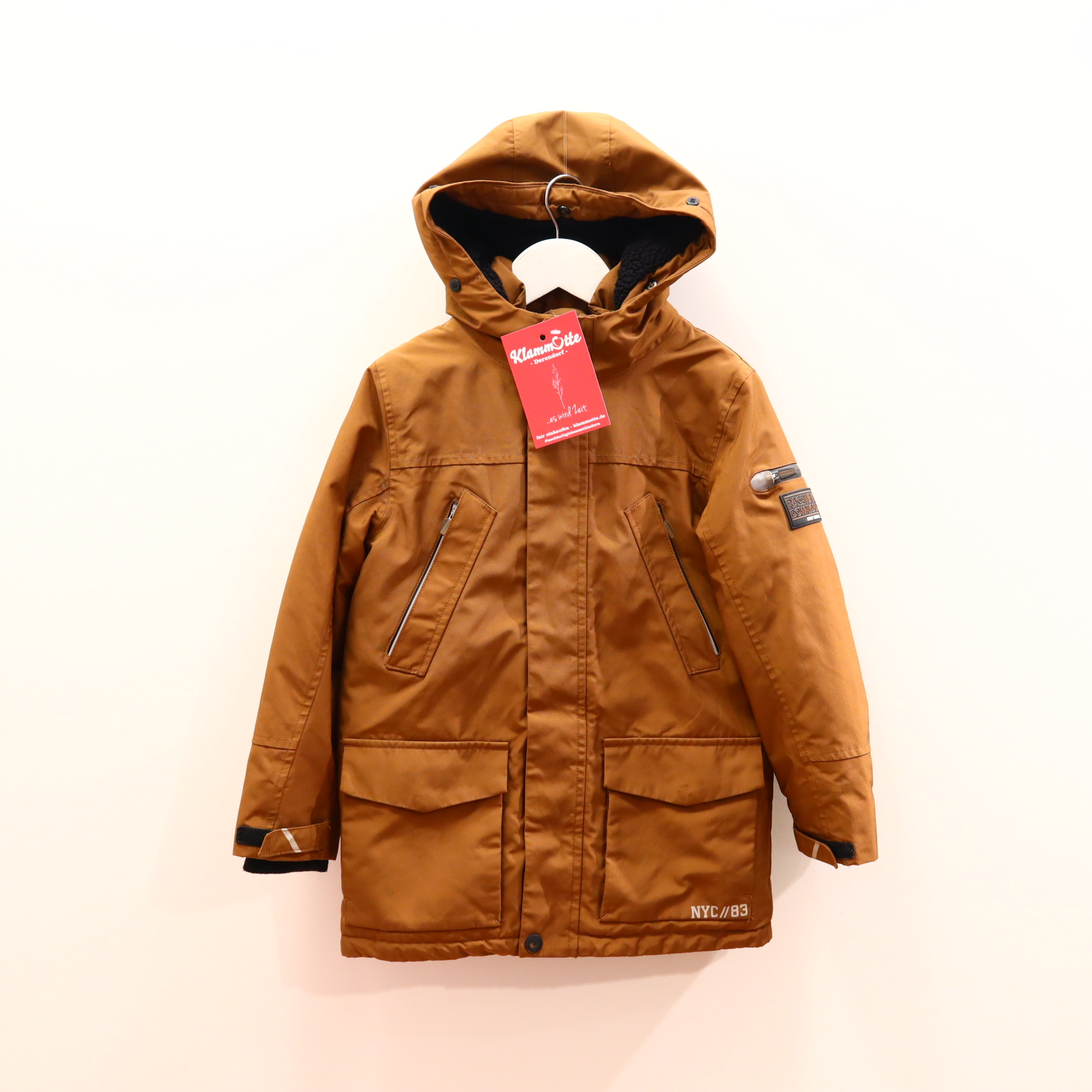 Jacke C&A 128 braun Applikation Anorak/Parka abnehmb. Kapuze/Teddy-Kapuzenfutter Herbst/Winter Kapuzenbesatz fehlt