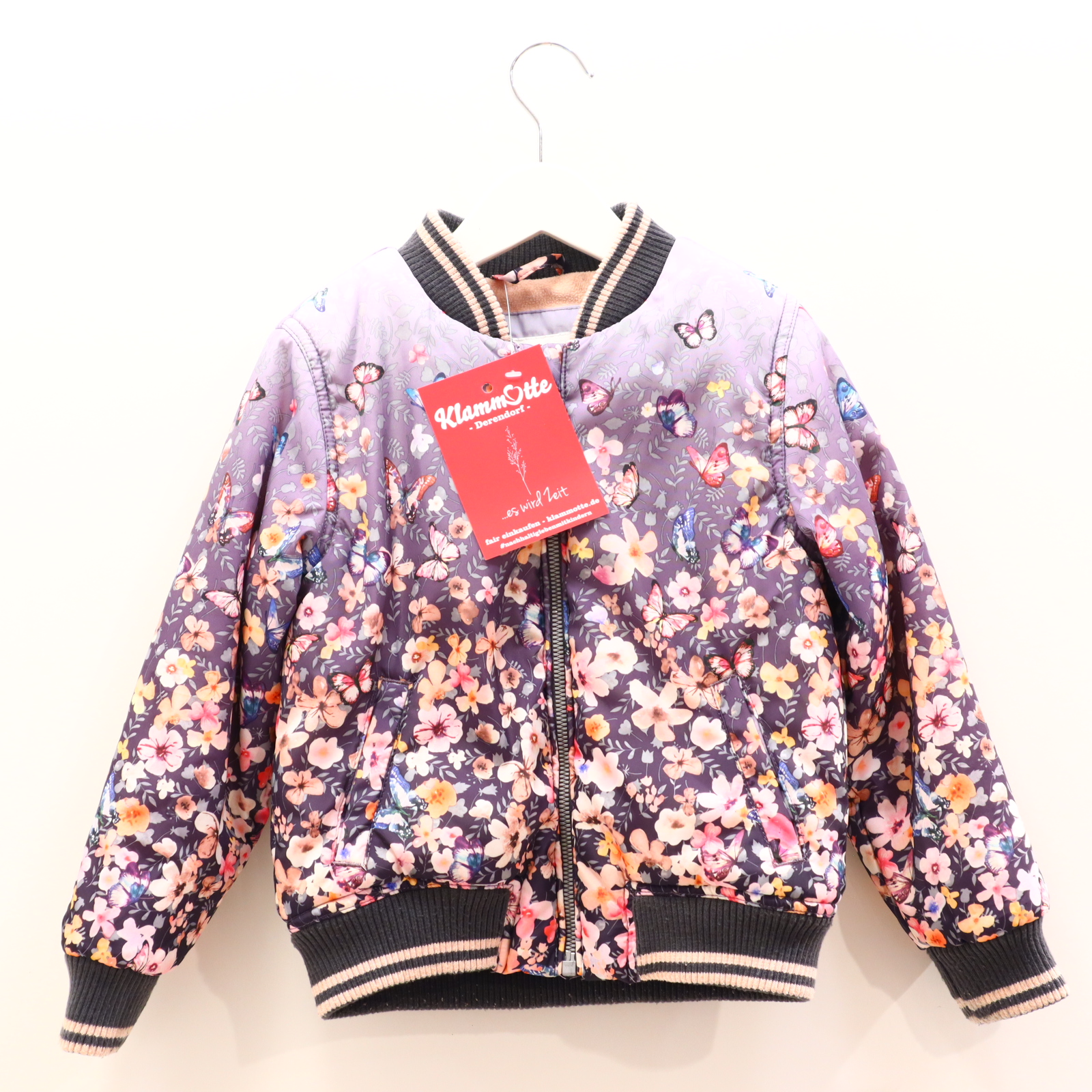 Jacke name it Blouson 110 bunt/lila Übergang/Herbst Alloverprint/Blumen Fleecefutter