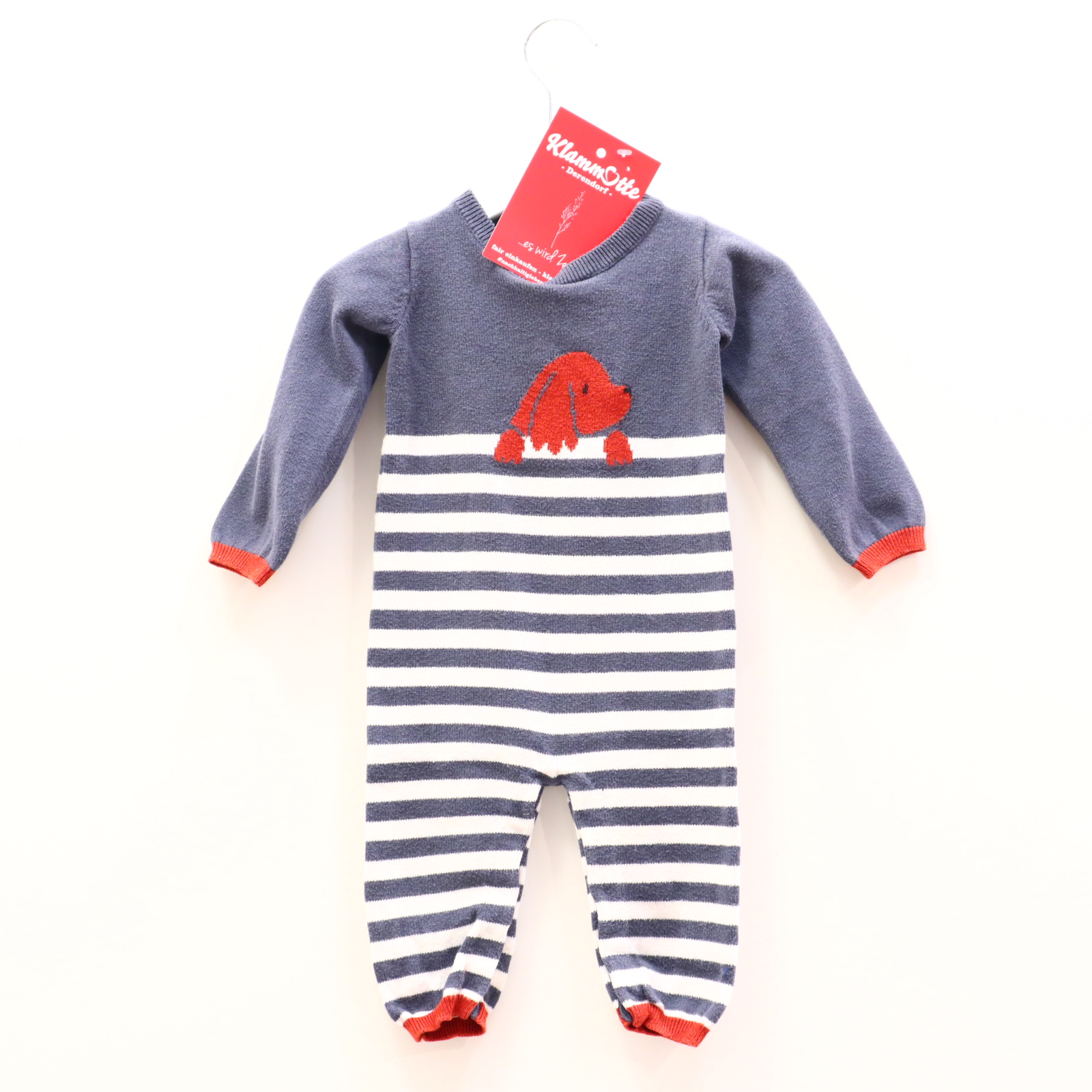 Hosen & Strampler jacadi 74 grau/rot/weiß gestreift/Motiv Einteiler ohne Fuß/Overall Baumwolle/Kaschmir/Strick Druckknöpfe im Schritt/Knopfleiste