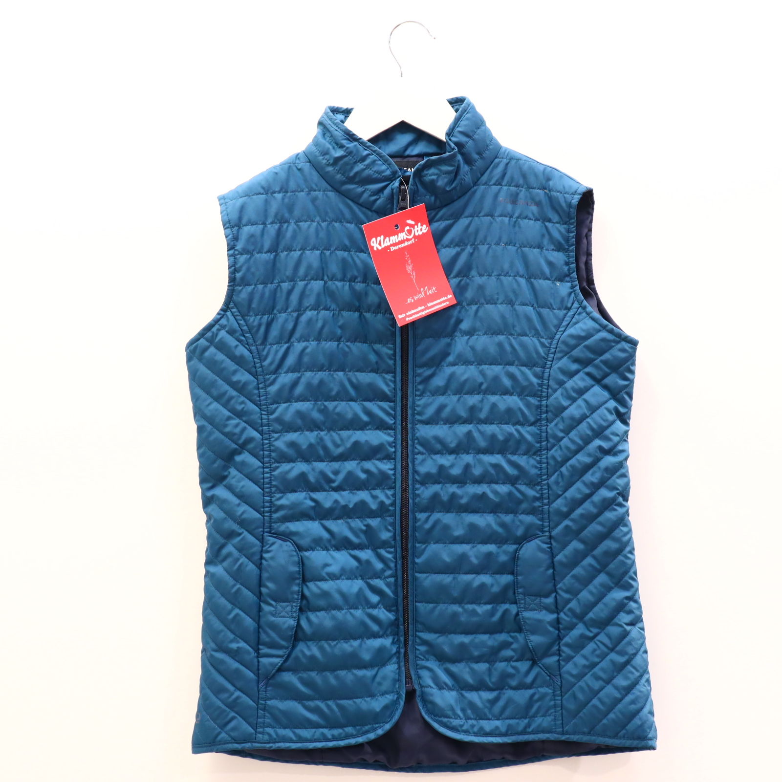 Jacke FOUGANZA Reitweste/Steppweste 152/158/164 grün Logo/Print