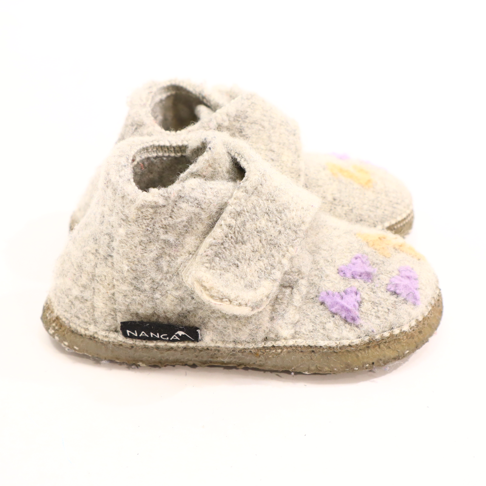 Hausschuhe/Wasserschuhe NANGA 22 grau Pantoffel Filz/Wolle beschriftet!