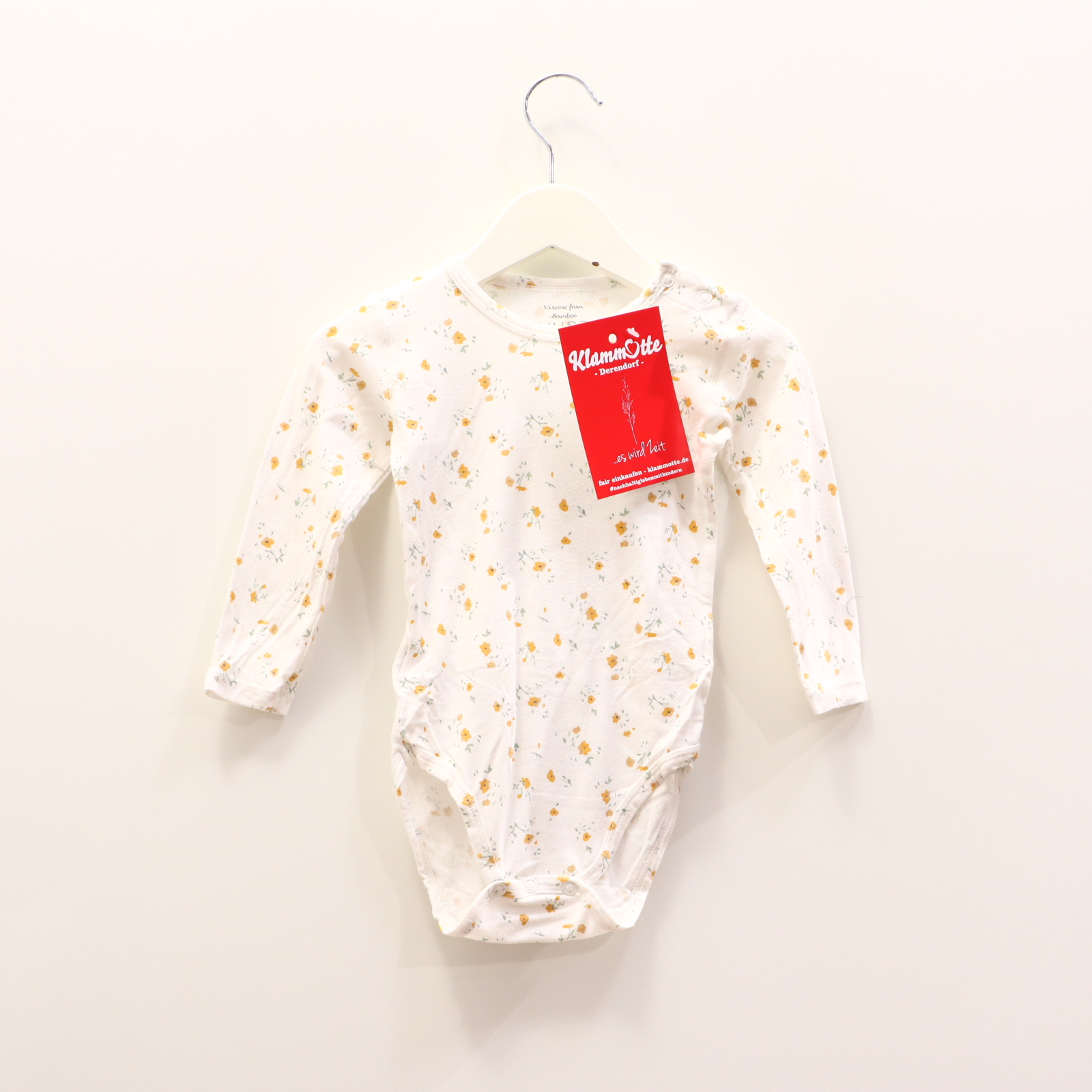 Body HUST AND CLAIRE 74 weiß langarm Allover Print/Blumen Elasthan/Viskose