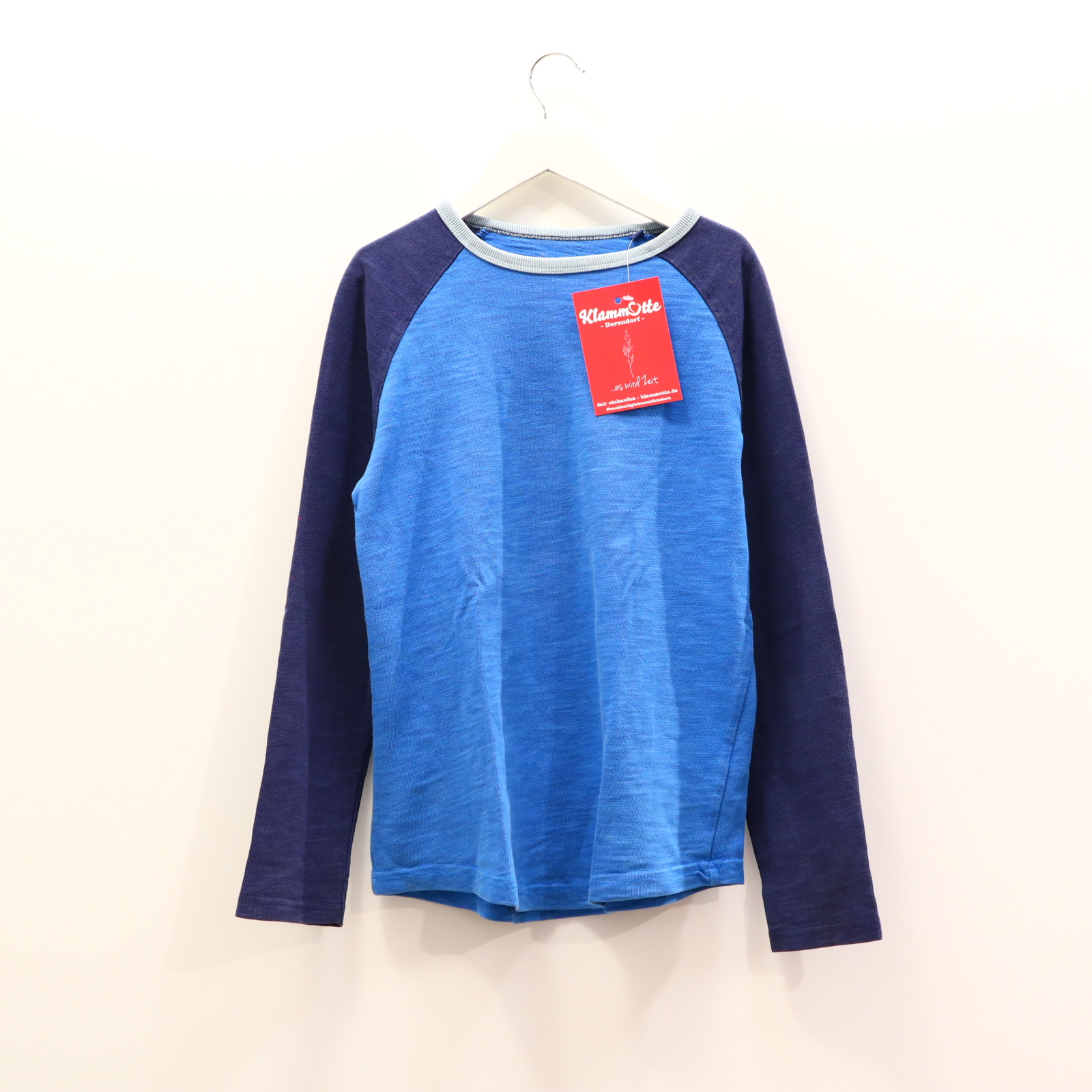 Oberteil mini Boden Gr. 140 langarm Shirt blau Baumwolle