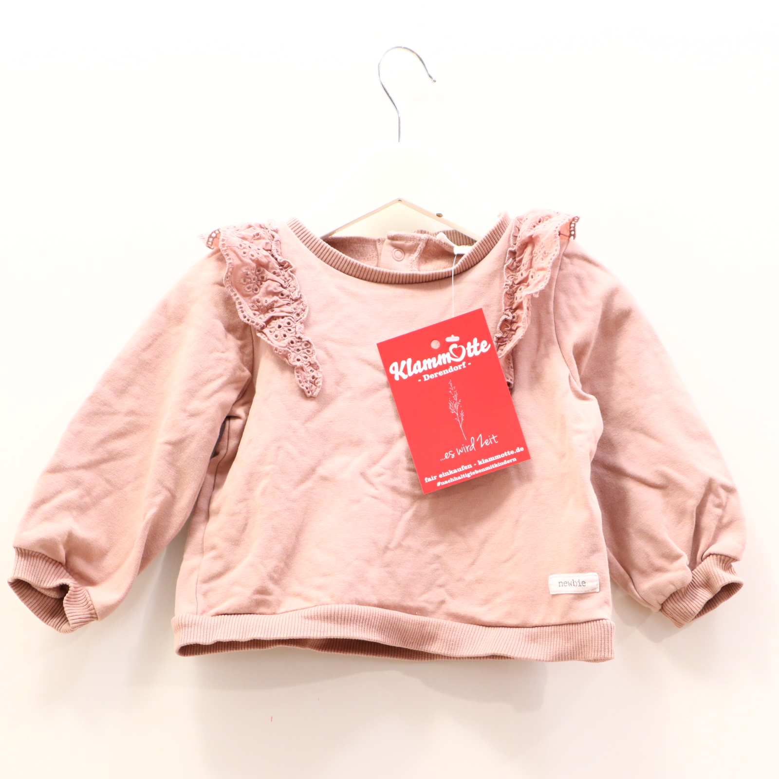 Oberteil newbie 80 altrosa Spitze/Volants Sweatshirt Bio-Baumwolle/Elasthan